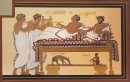Scena di banchetto riprodotta dal pittore Luigi Busi sulle pareti di Sala X, dalla tomba etrusca Golini I di Orvieto