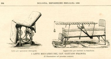 Letti meccanici di Gaetano Francia, visibili durante l'Esposizione Emiliana del 1888