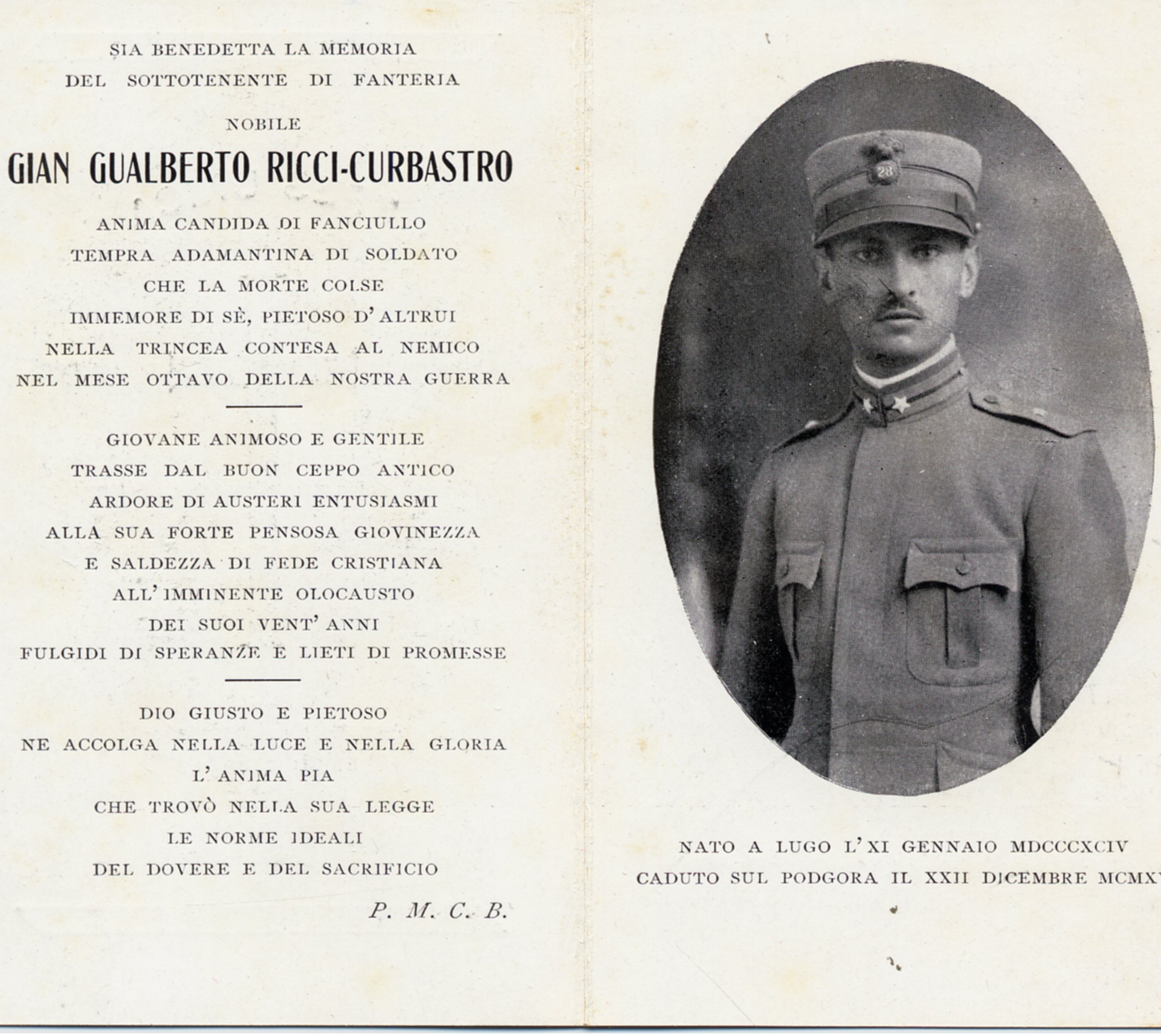 Ricordo funebre di Gian-Gualberto Ricci Curbastro, 1915