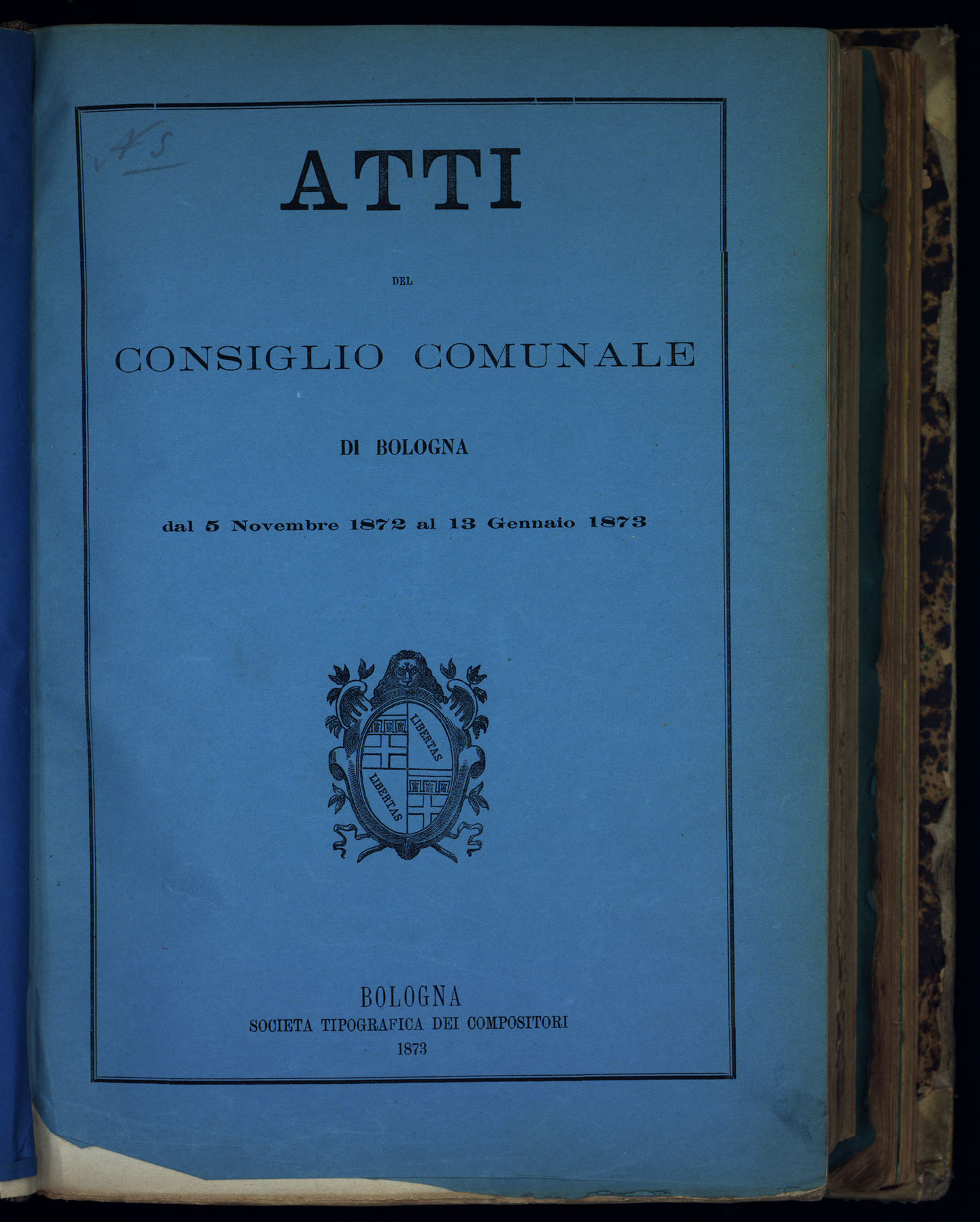 Indice volume 5.11.1872 - 13.1.1873