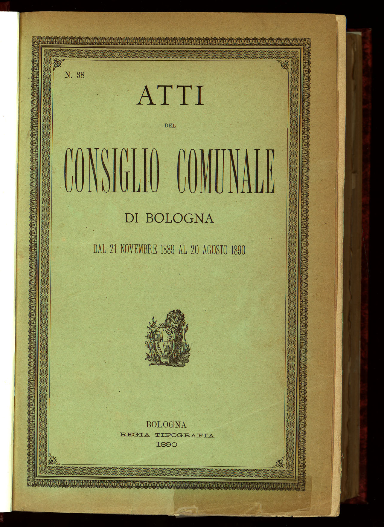 Indice volume 21.11.1889 - 20.8.1890