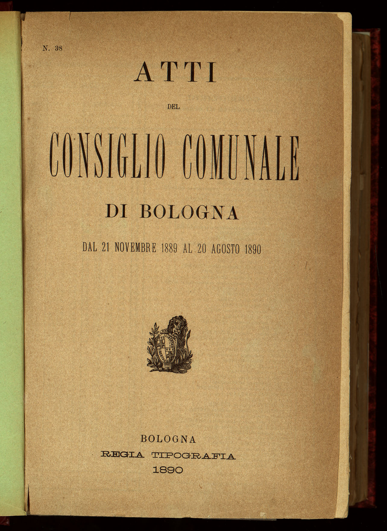 Indice volume 21.11.1889 - 20.8.1890