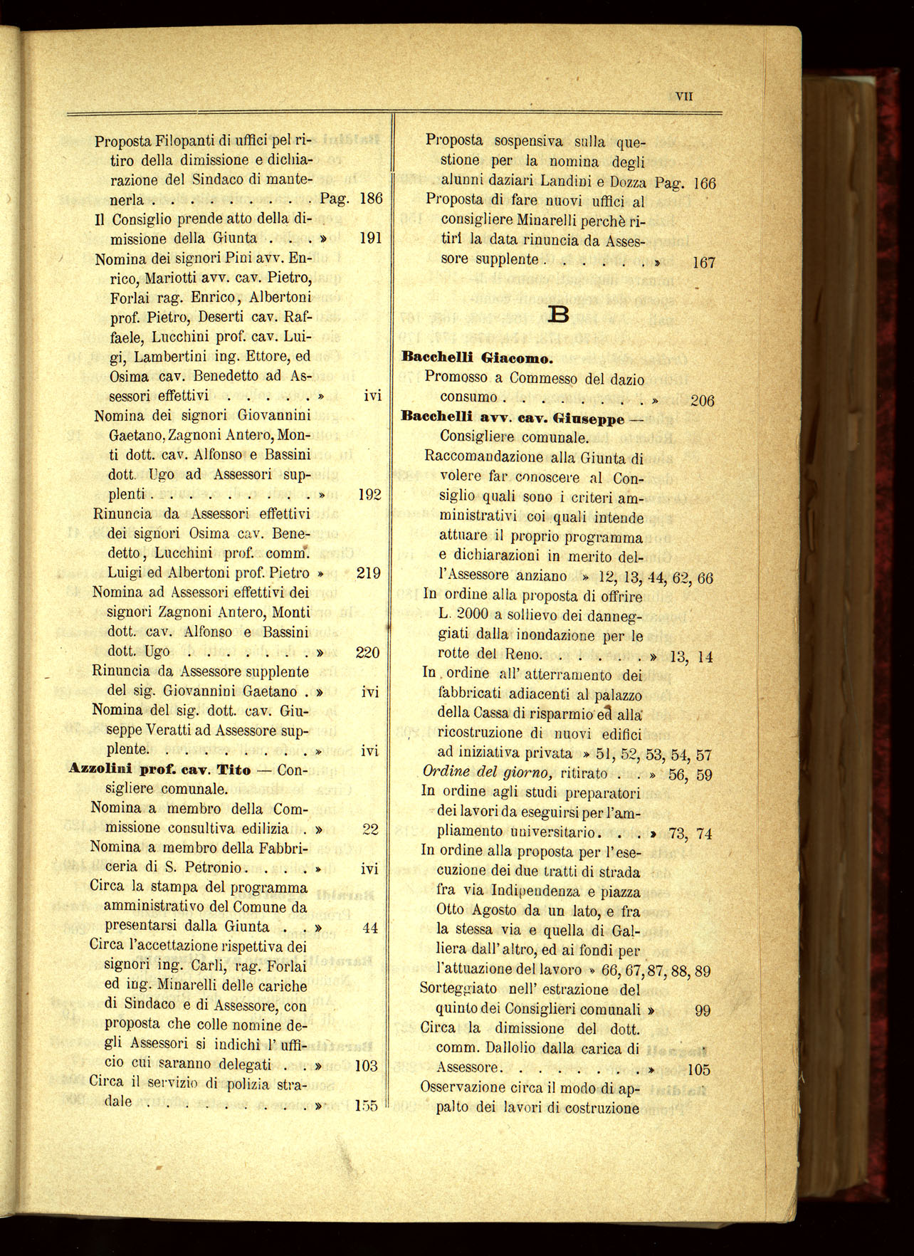 Indice volume 21.11.1889 - 20.8.1890