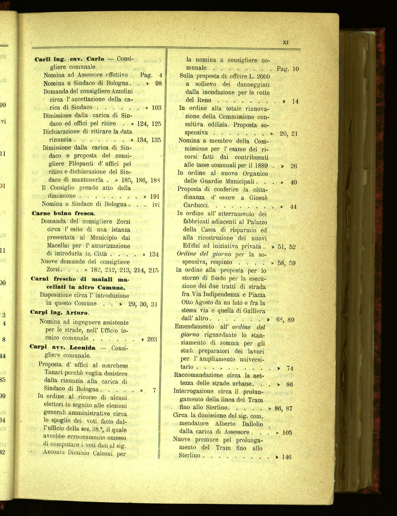 Indice volume 21.11.1889 - 20.8.1890