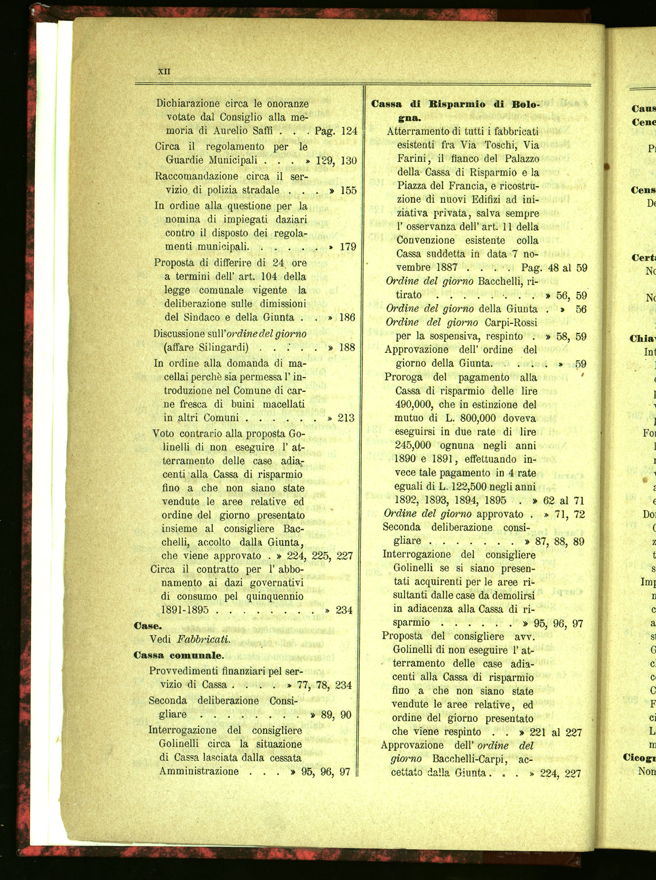 Indice volume 21.11.1889 - 20.8.1890