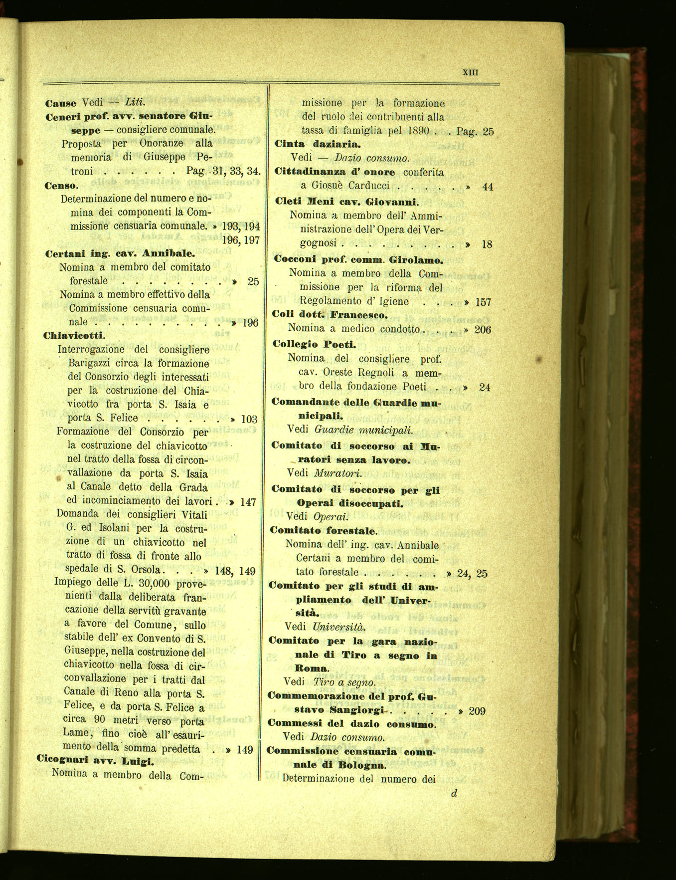 Indice volume 21.11.1889 - 20.8.1890