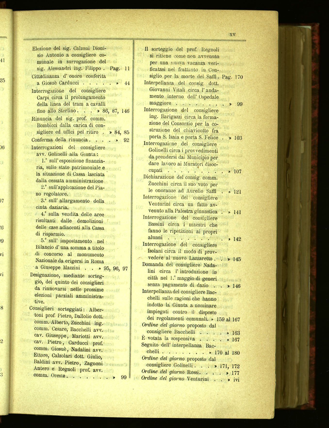 Indice volume 21.11.1889 - 20.8.1890