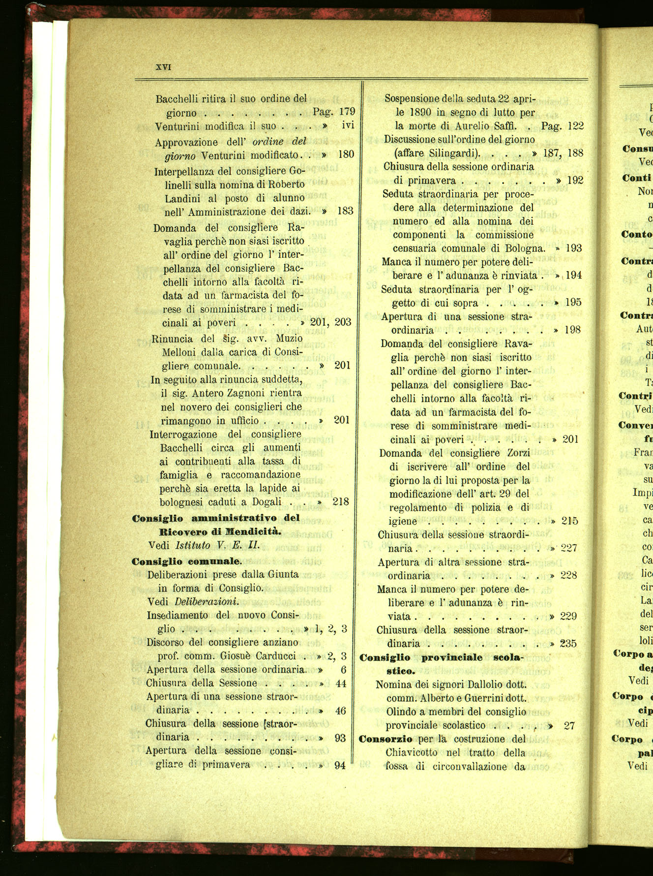 Indice volume 21.11.1889 - 20.8.1890