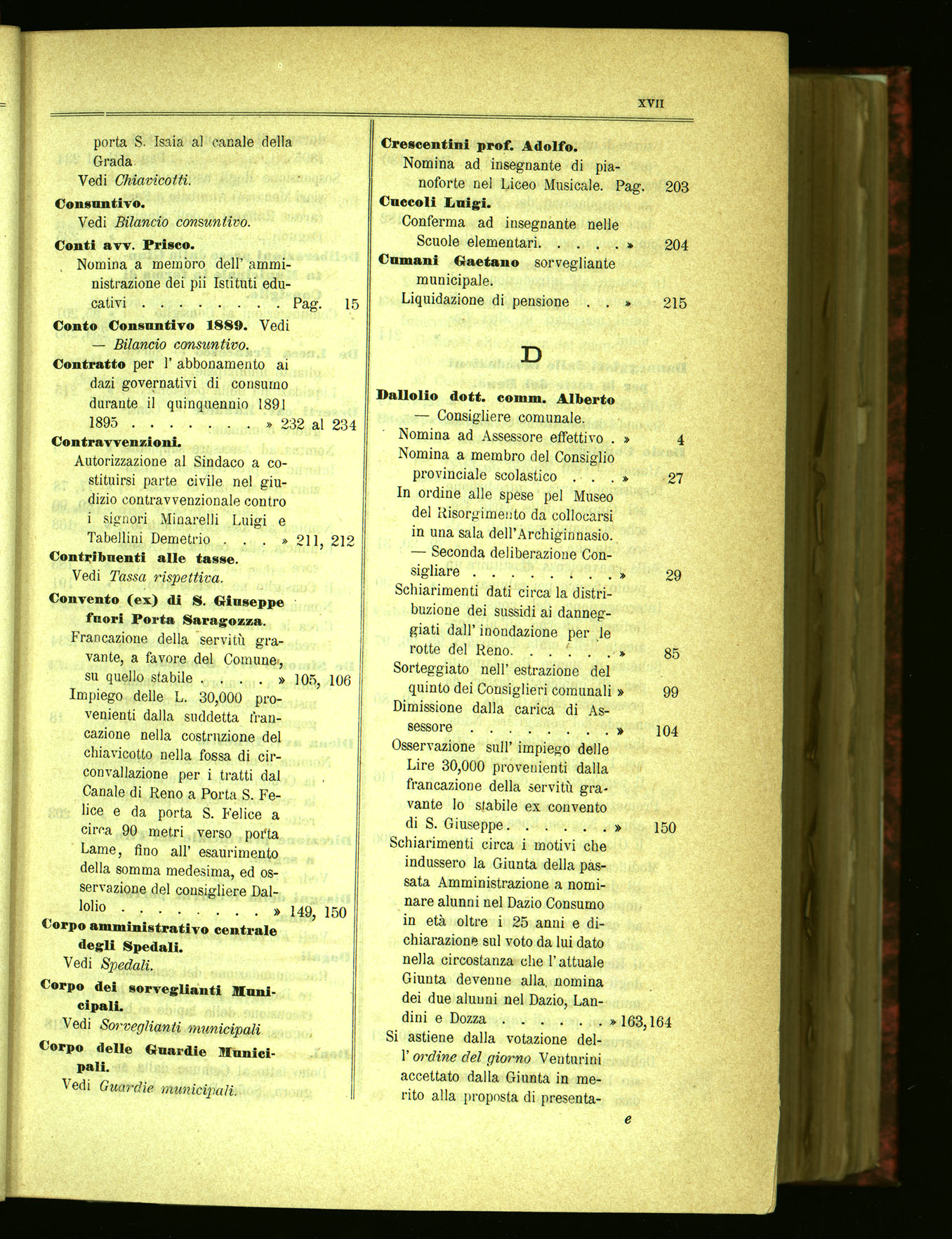 Indice volume 21.11.1889 - 20.8.1890