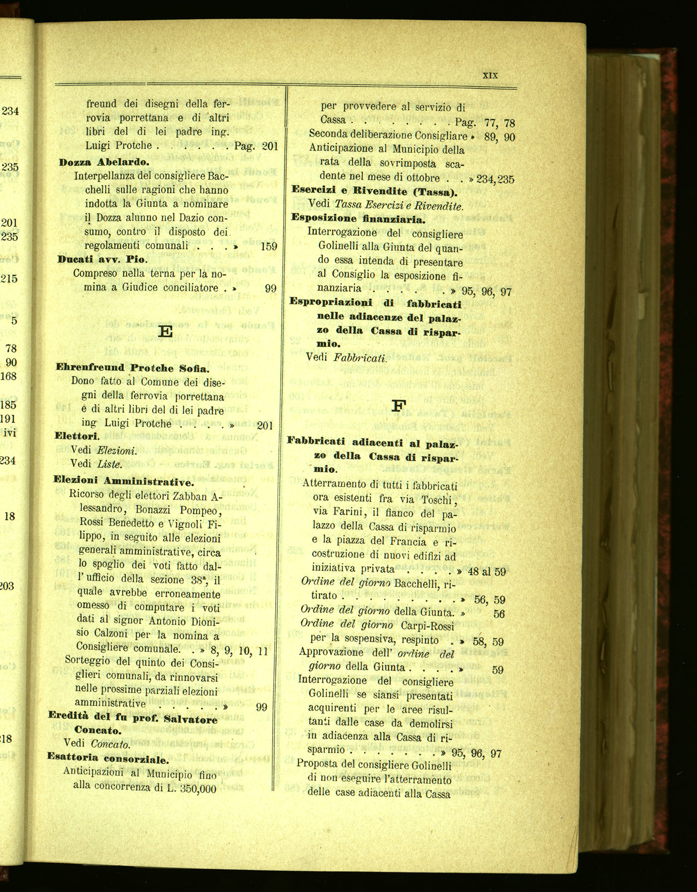 Indice volume 21.11.1889 - 20.8.1890