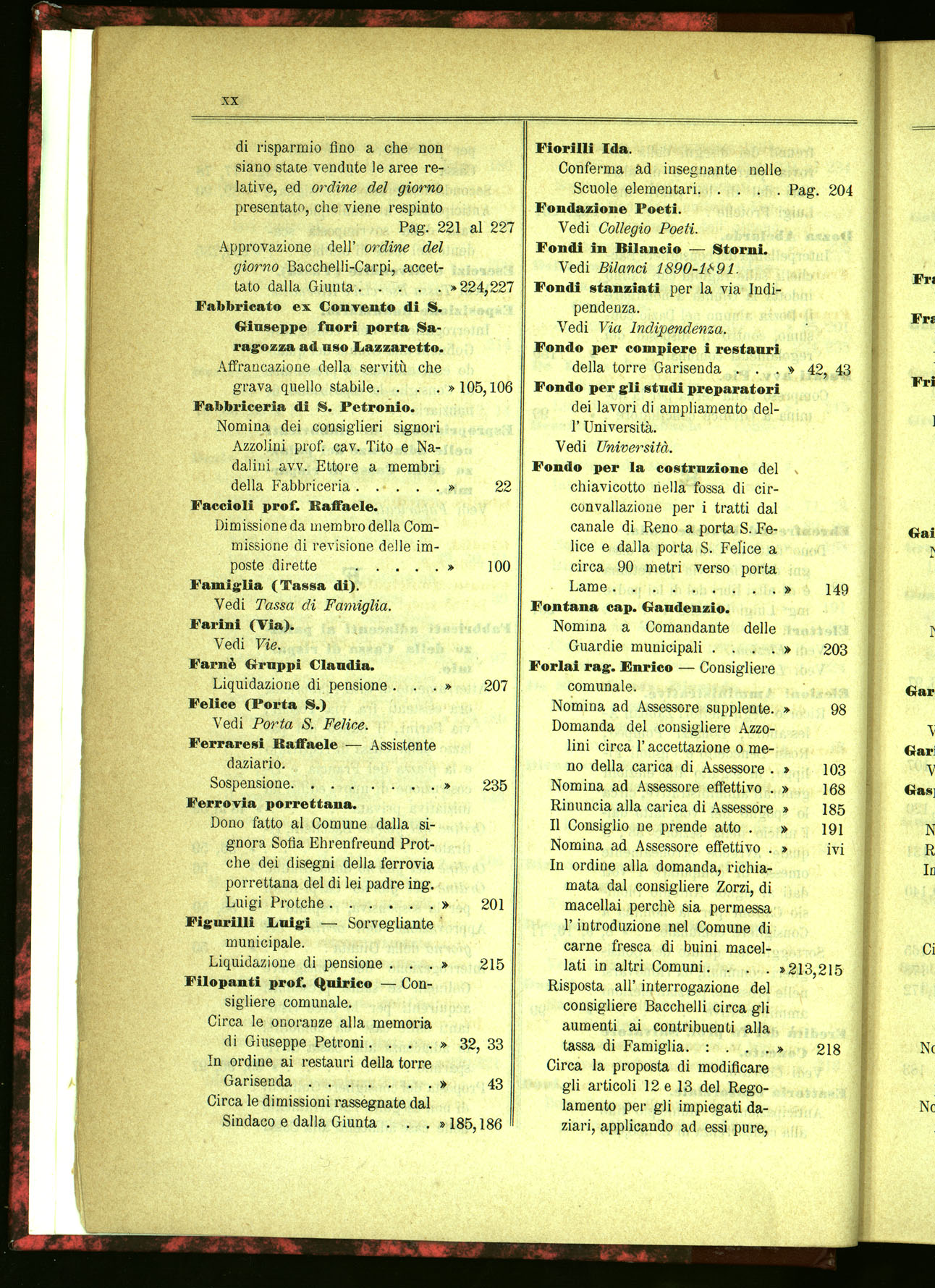 Indice volume 21.11.1889 - 20.8.1890
