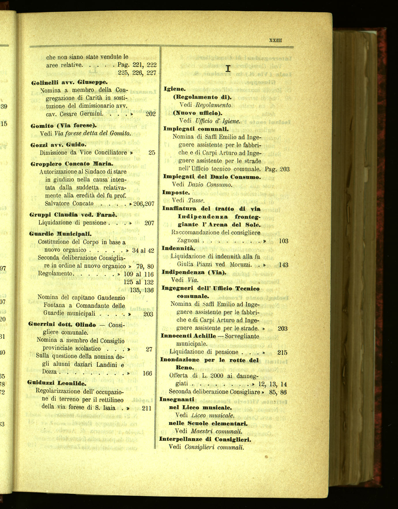 Indice volume 21.11.1889 - 20.8.1890