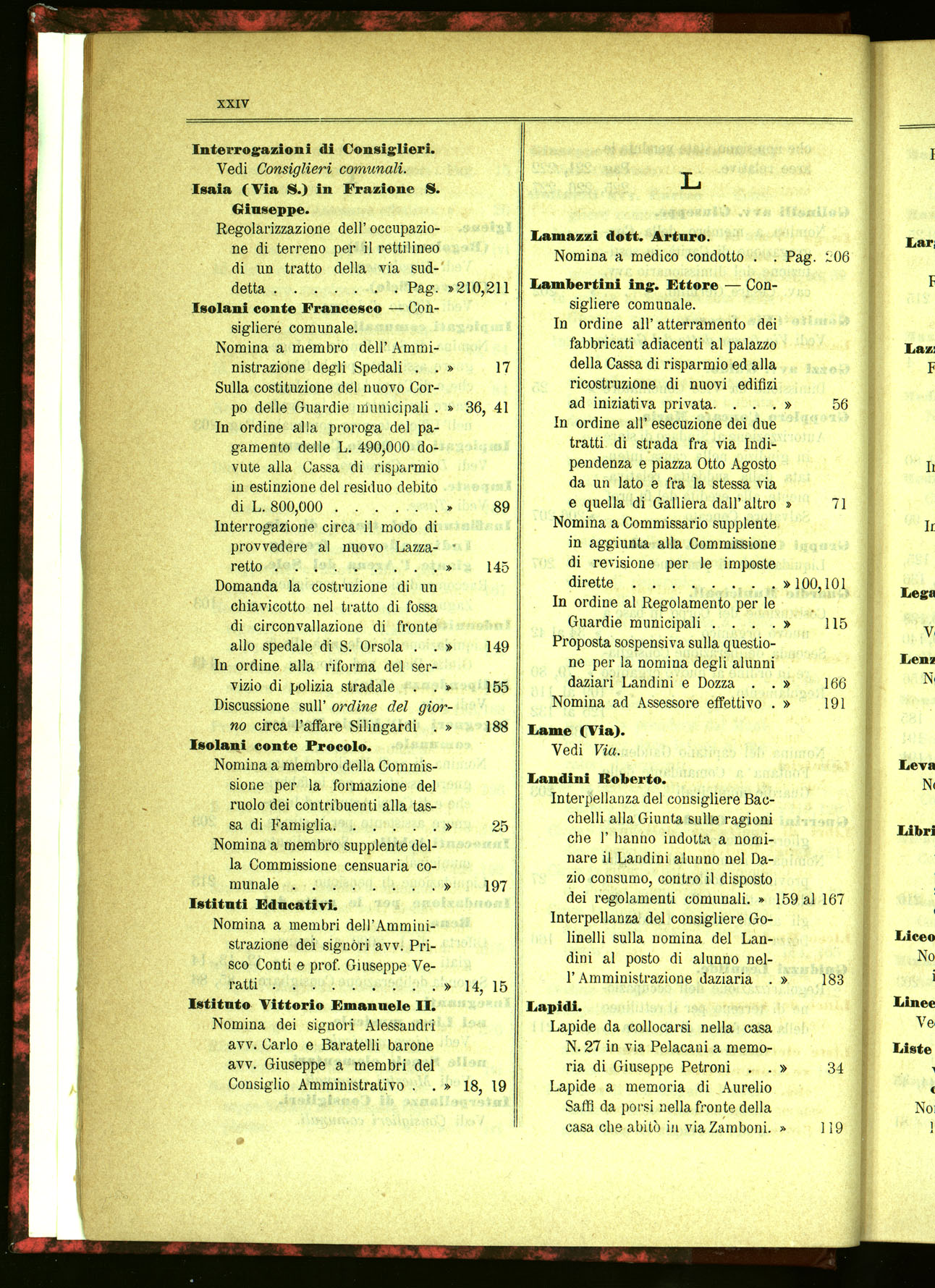 Indice volume 21.11.1889 - 20.8.1890