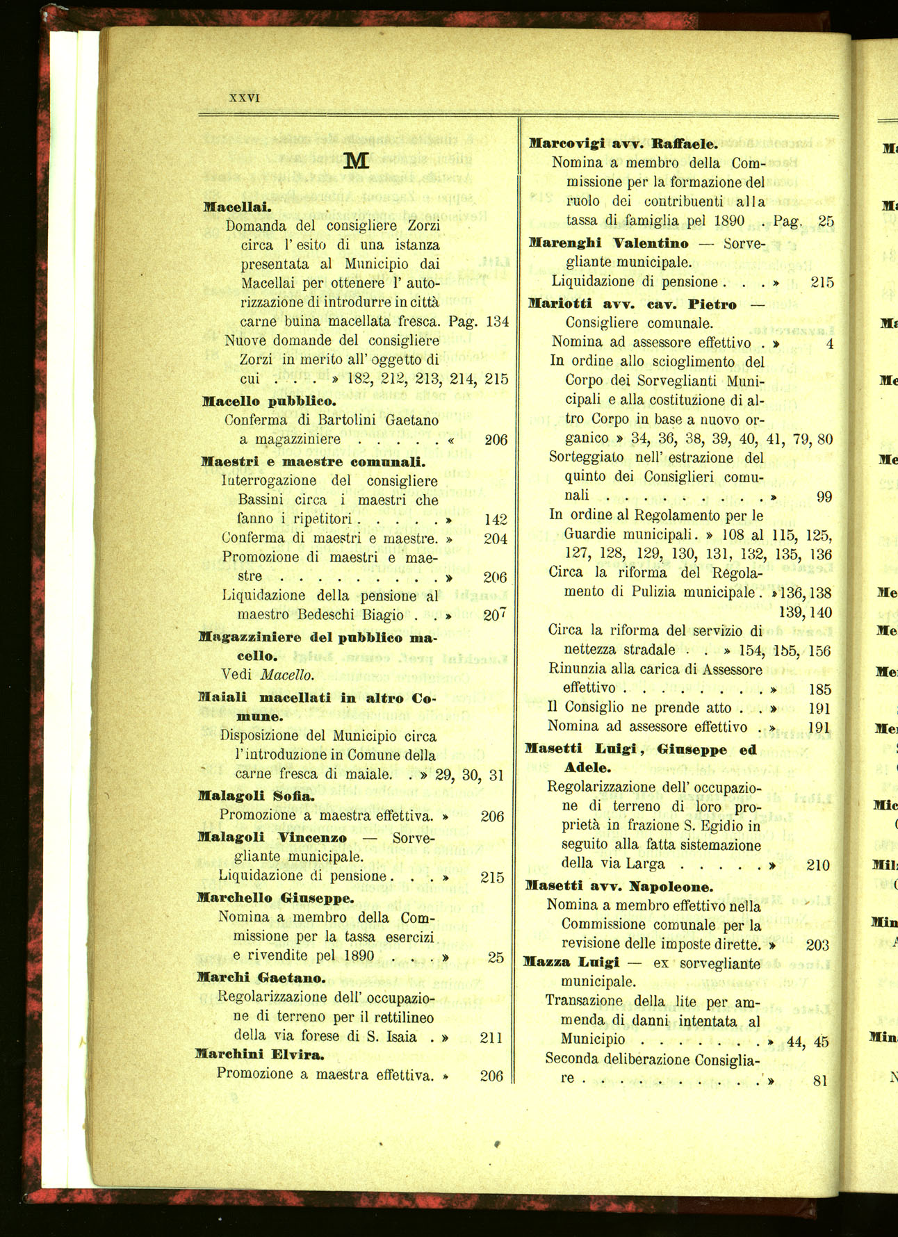 Indice volume 21.11.1889 - 20.8.1890