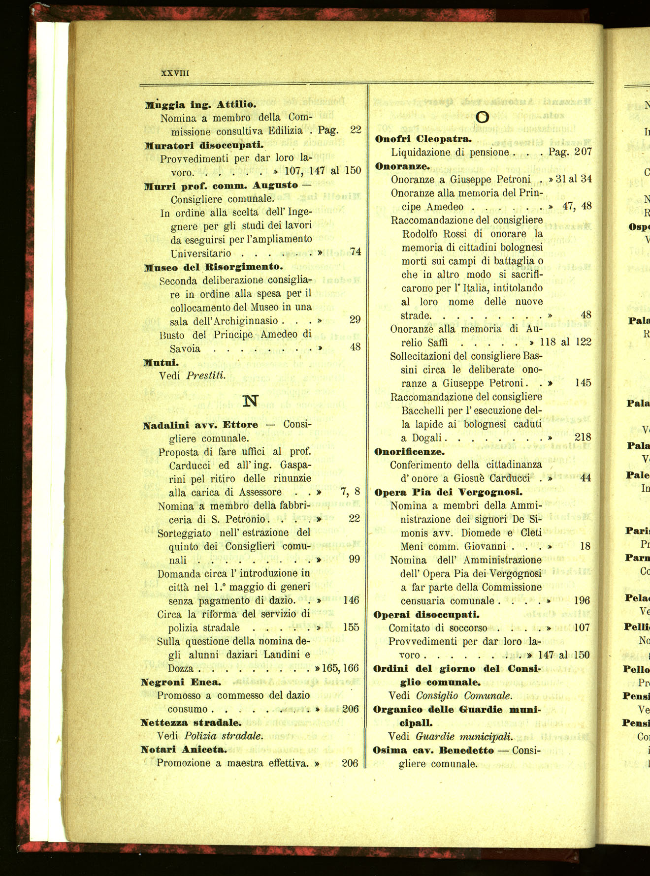 Indice volume 21.11.1889 - 20.8.1890