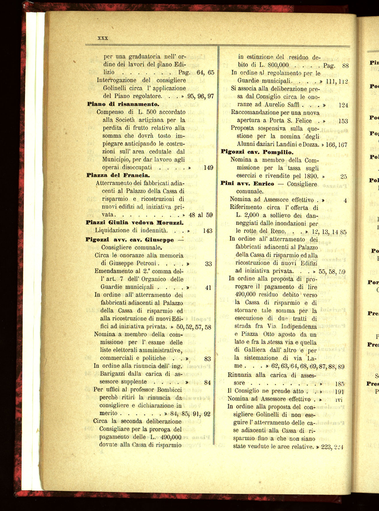 Indice volume 21.11.1889 - 20.8.1890