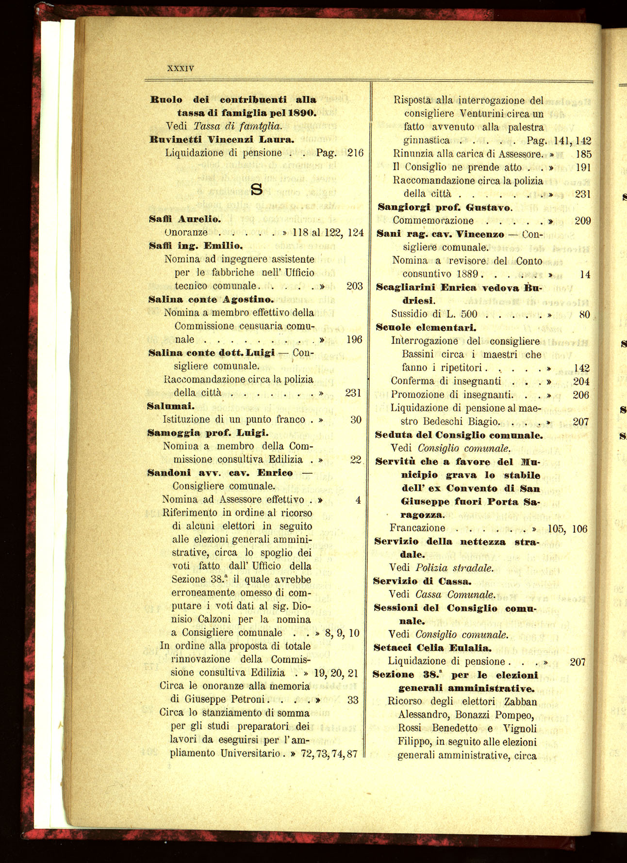 Indice volume 21.11.1889 - 20.8.1890
