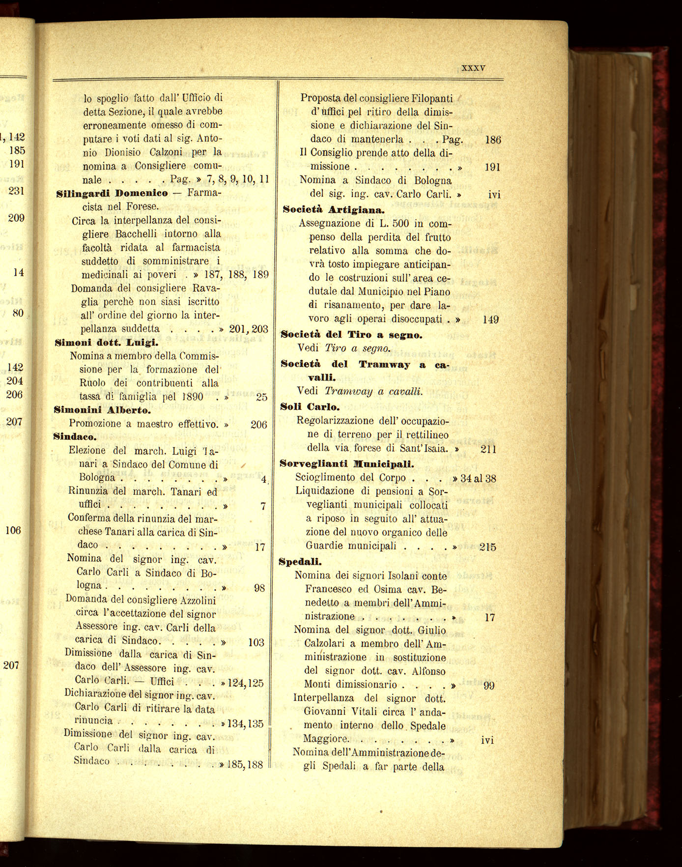 Indice volume 21.11.1889 - 20.8.1890