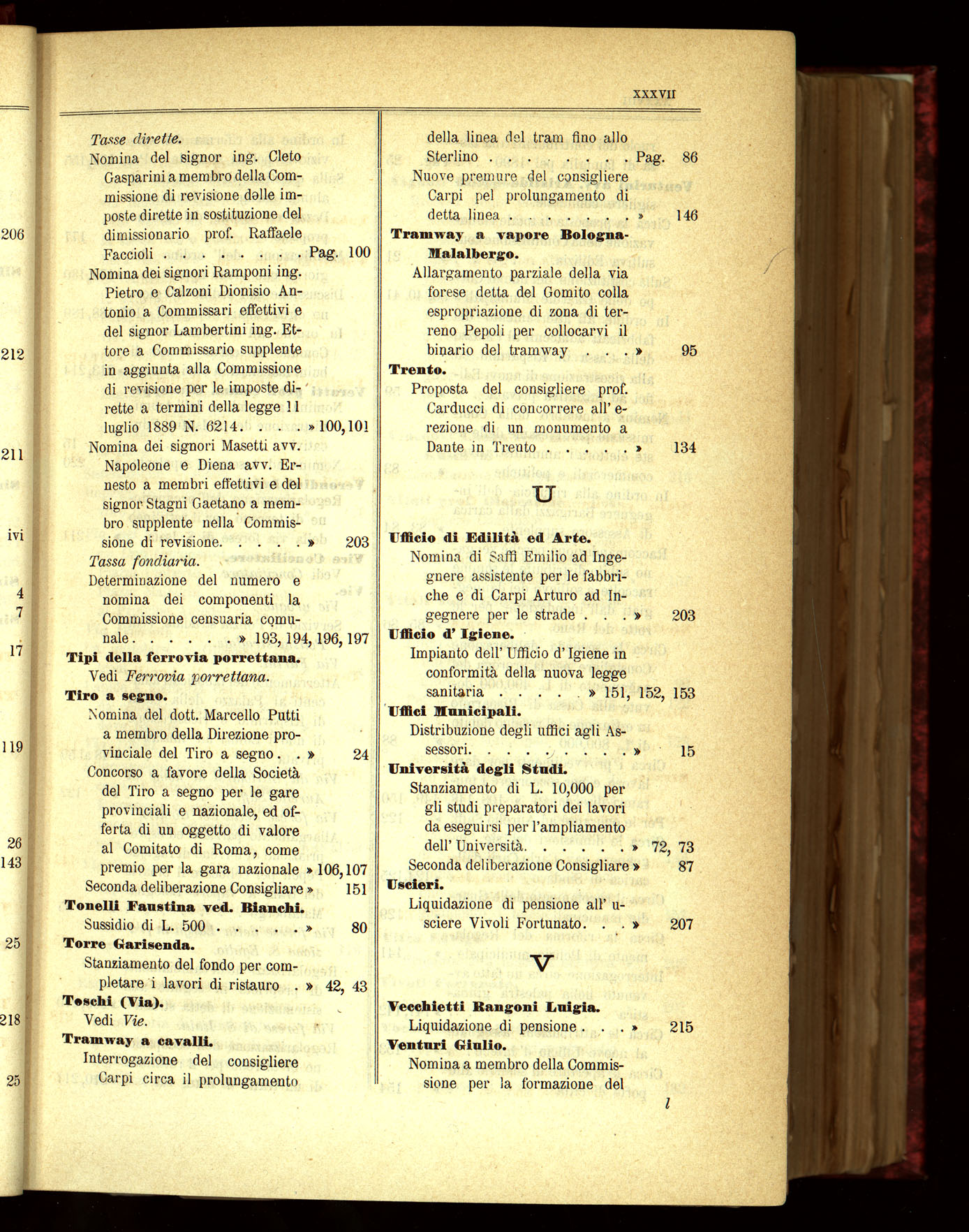 Indice volume 21.11.1889 - 20.8.1890