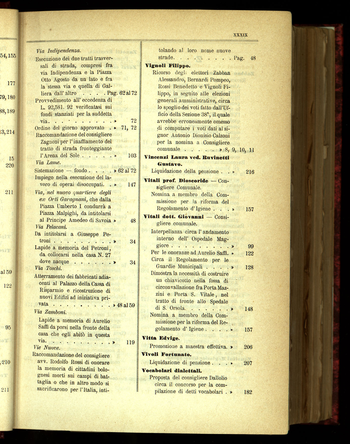 Indice volume 21.11.1889 - 20.8.1890