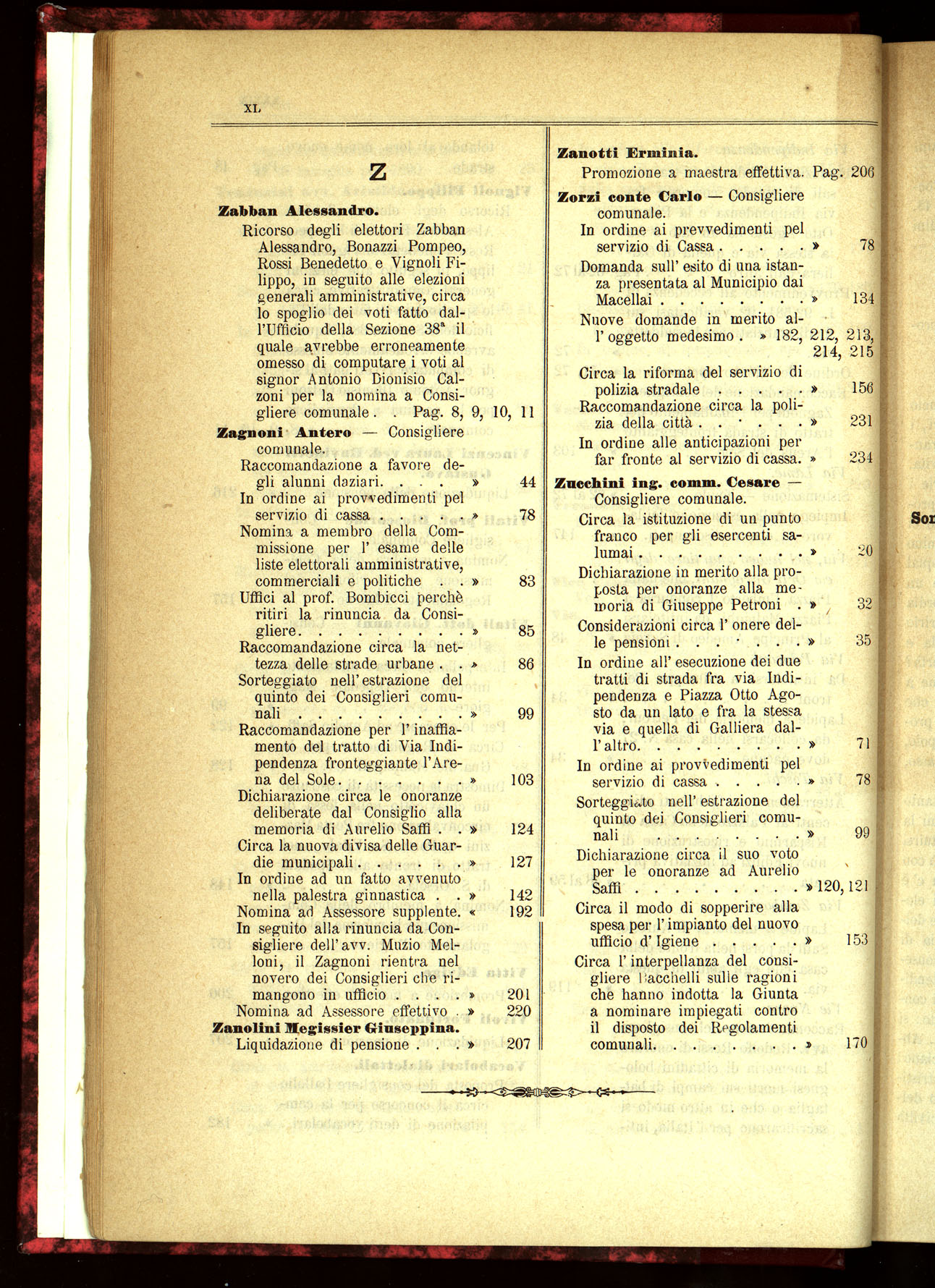 Indice volume 21.11.1889 - 20.8.1890