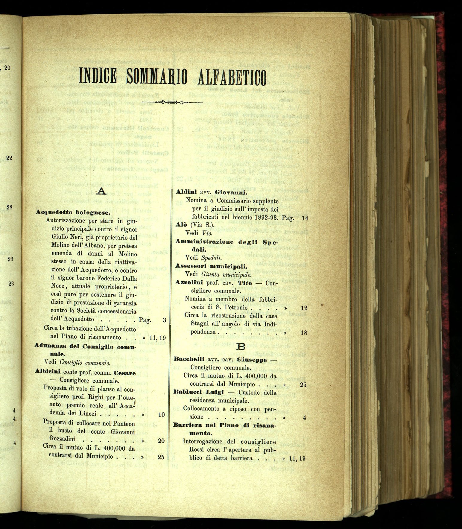 Indice volume 1.6.1891 - 1.7.1891