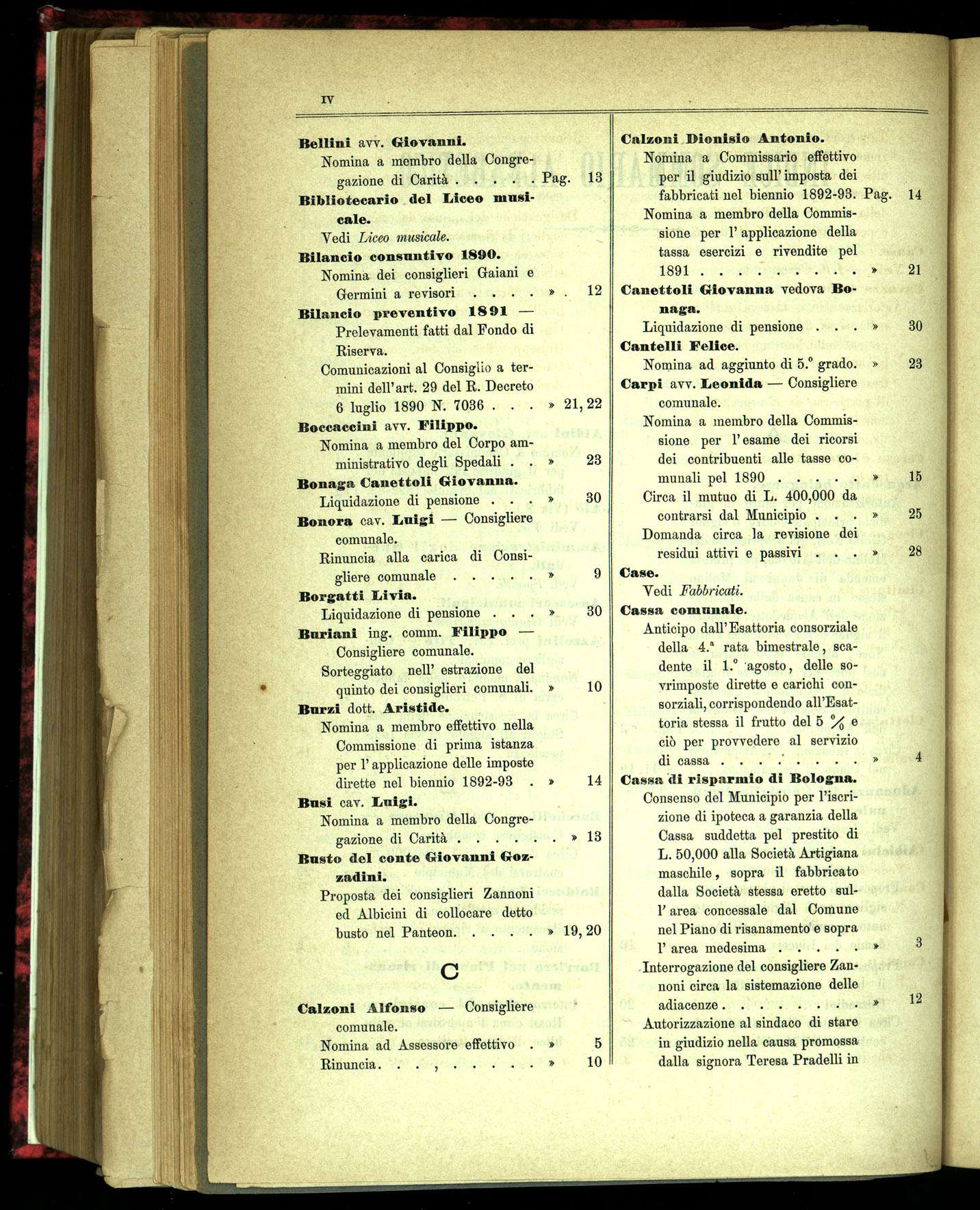 Indice volume 1.6.1891 - 1.7.1891
