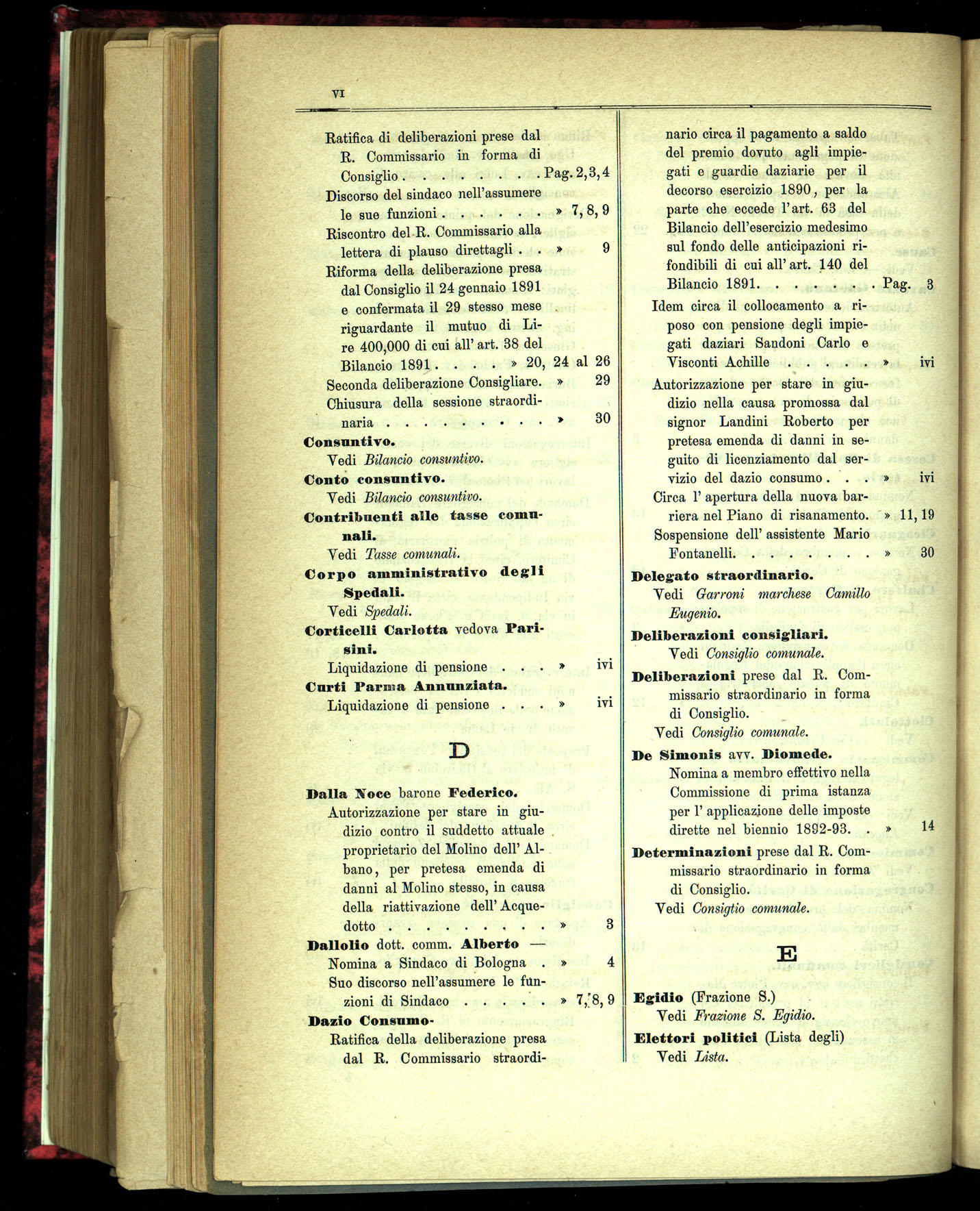 Indice volume 1.6.1891 - 1.7.1891