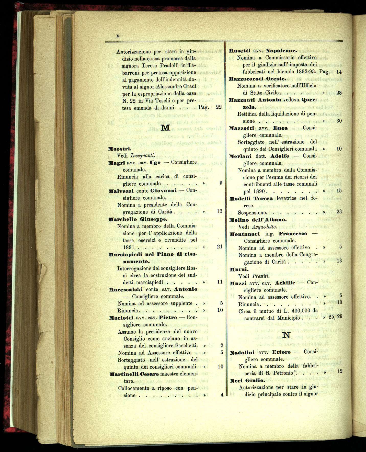 Indice volume 1.6.1891 - 1.7.1891