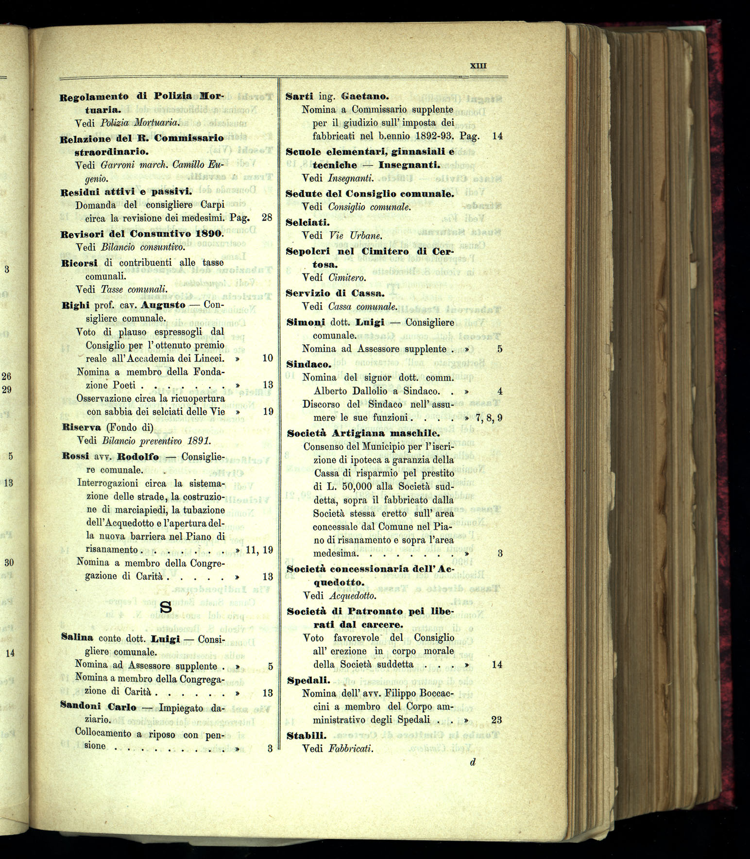 Indice volume 1.6.1891 - 1.7.1891