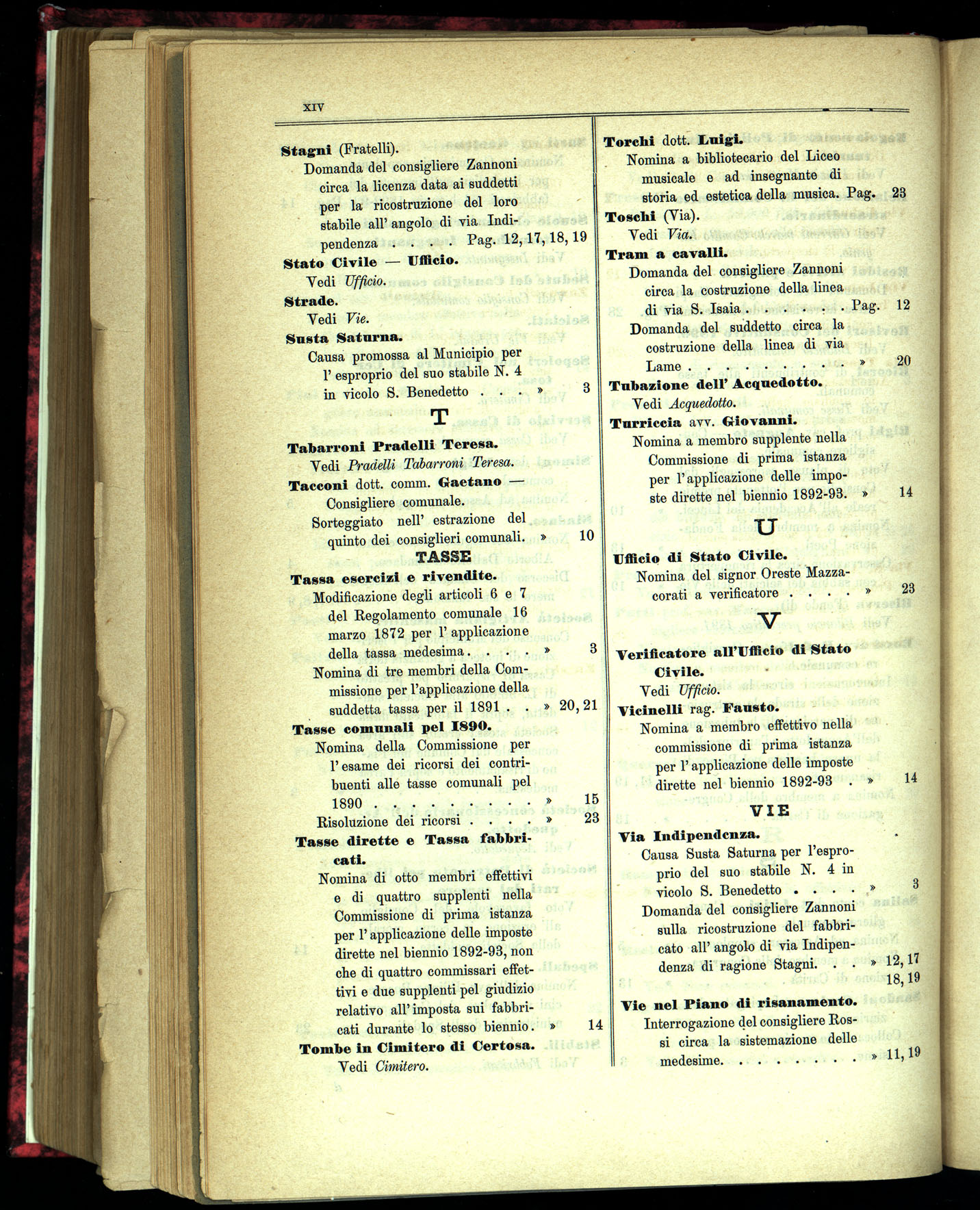 Indice volume 1.6.1891 - 1.7.1891