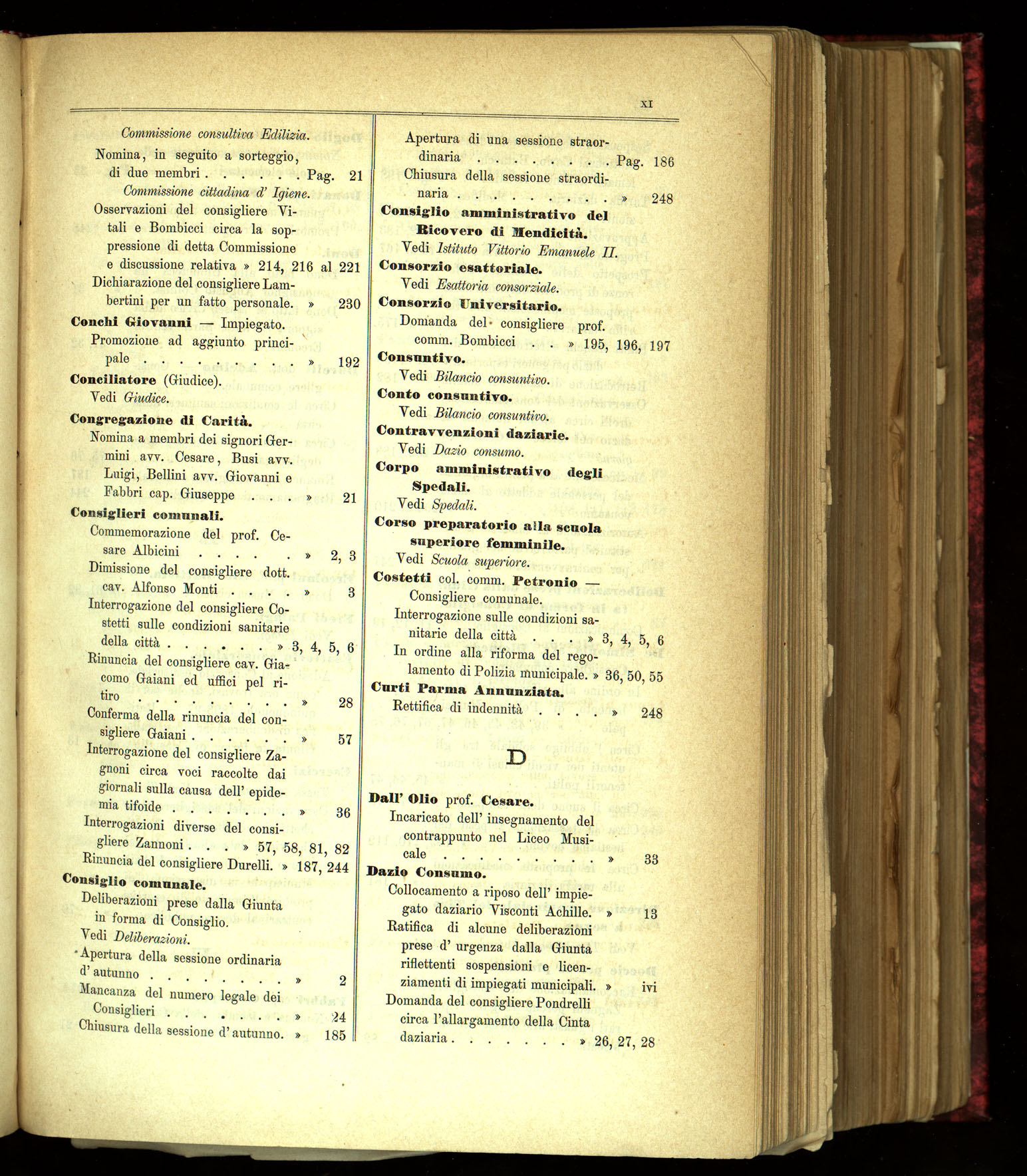 Indice volume 31.10.1891 - 28.12.1891