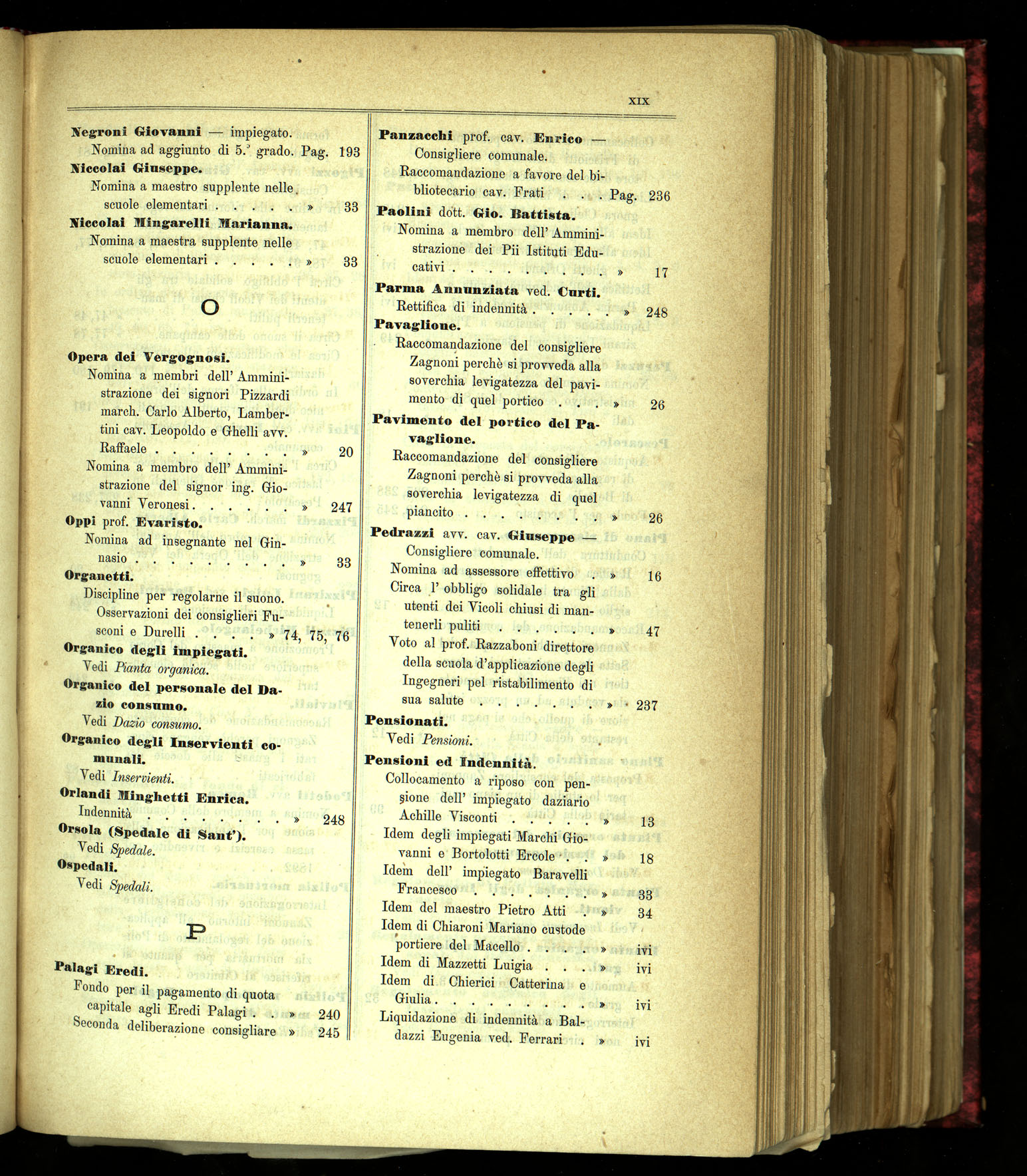 Indice volume 31.10.1891 - 28.12.1891
