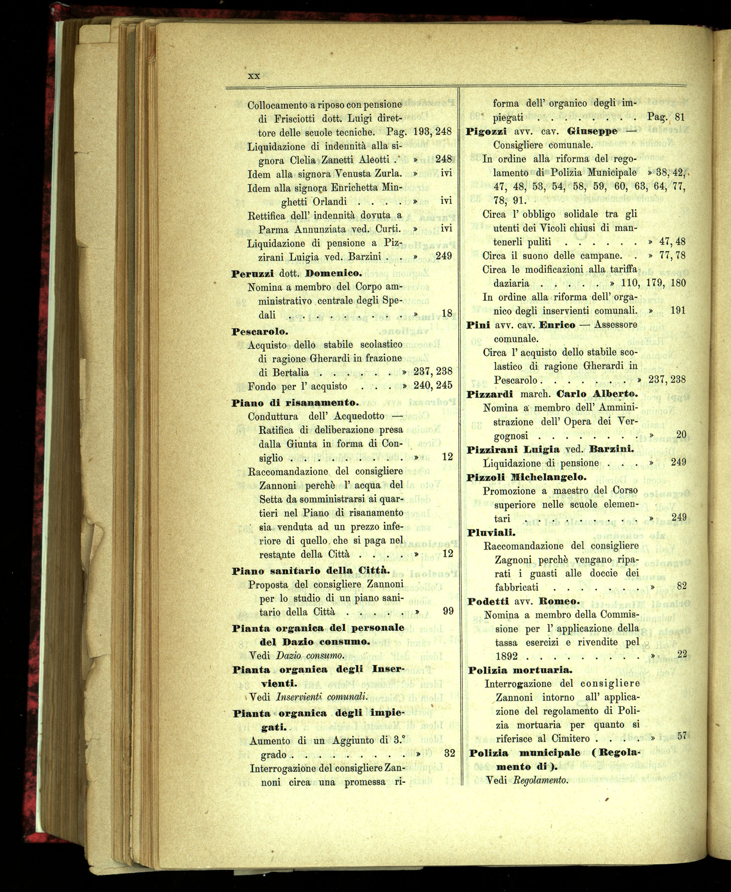 Indice volume 31.10.1891 - 28.12.1891