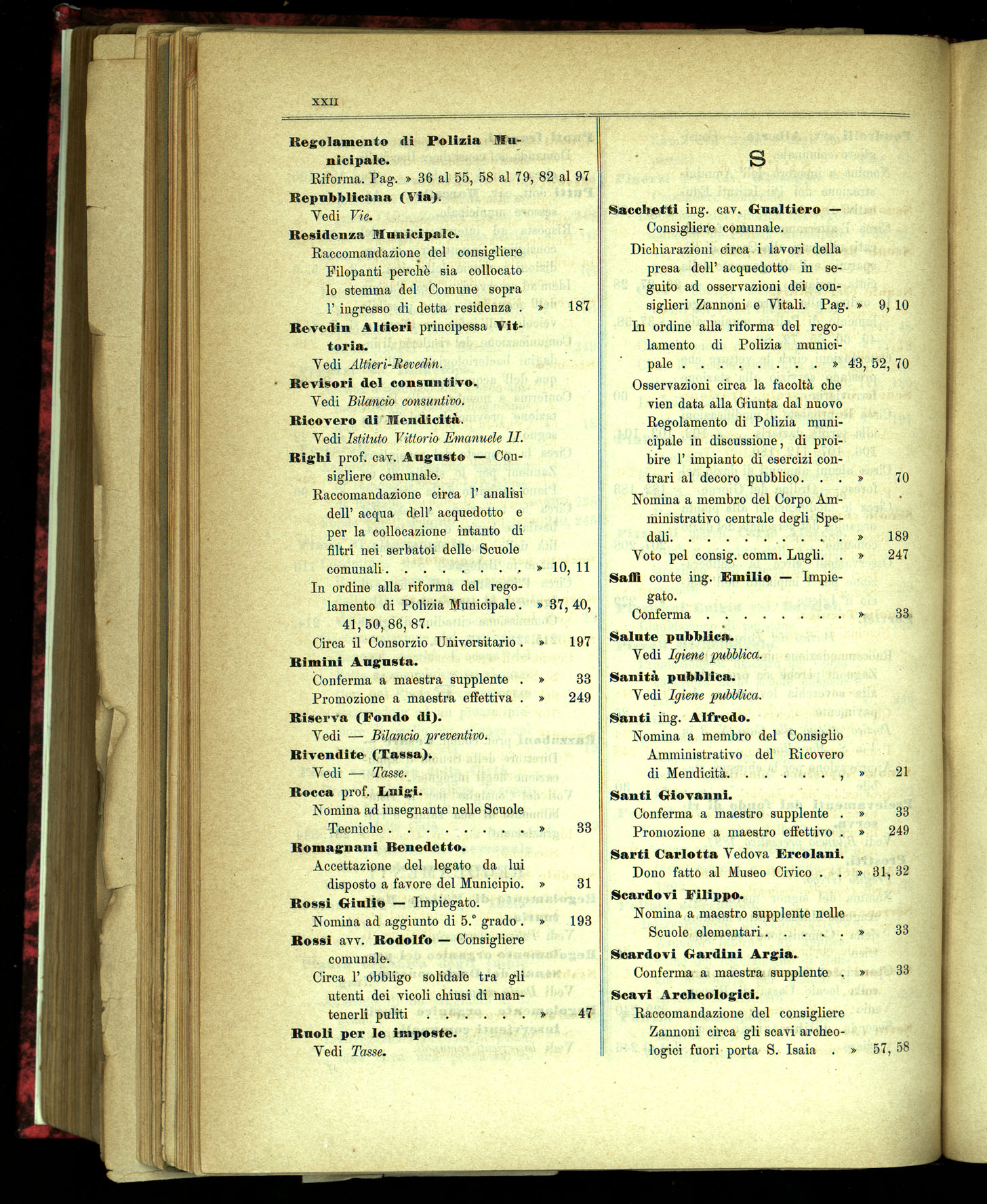 Indice volume 31.10.1891 - 28.12.1891