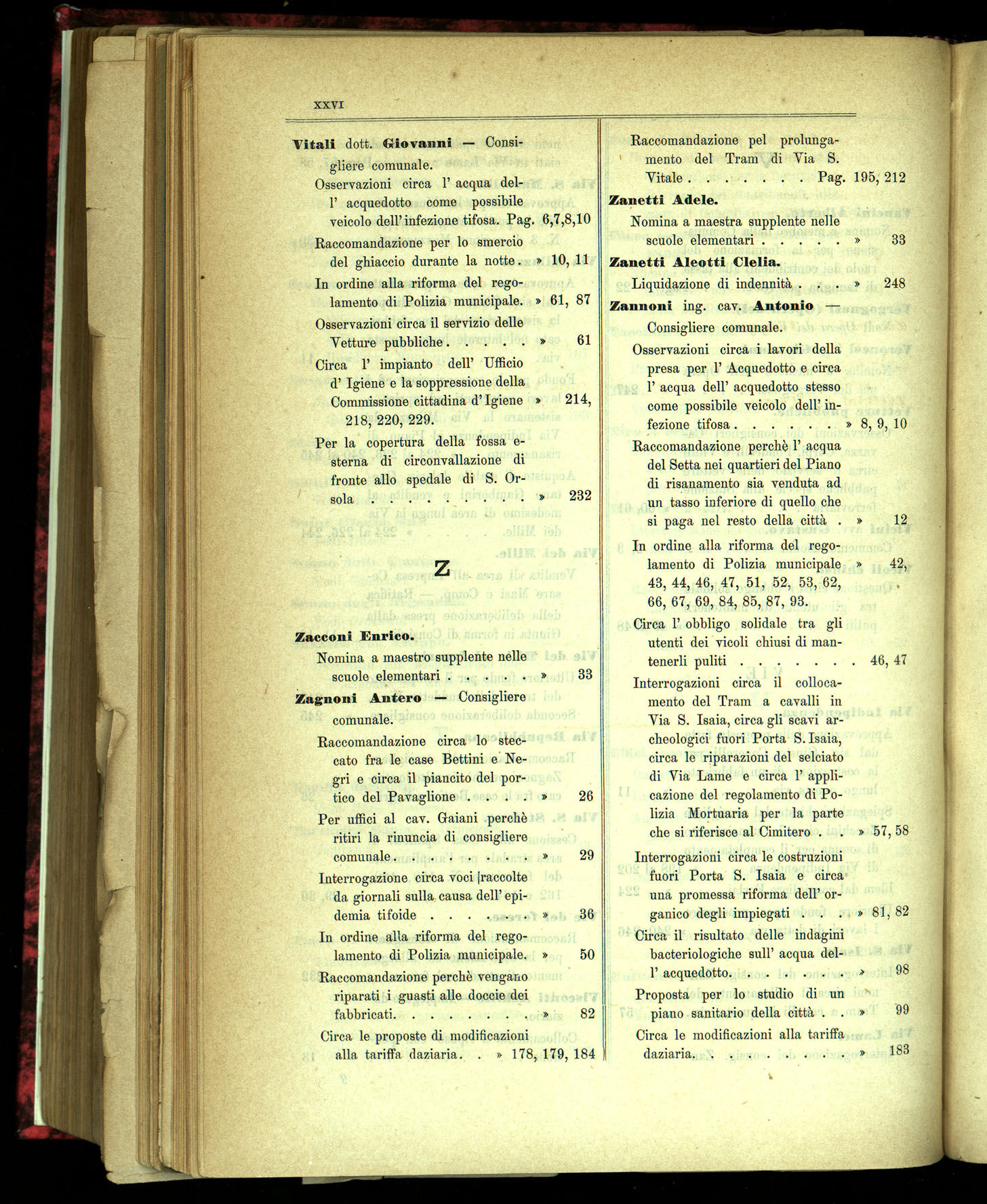 Indice volume 31.10.1891 - 28.12.1891