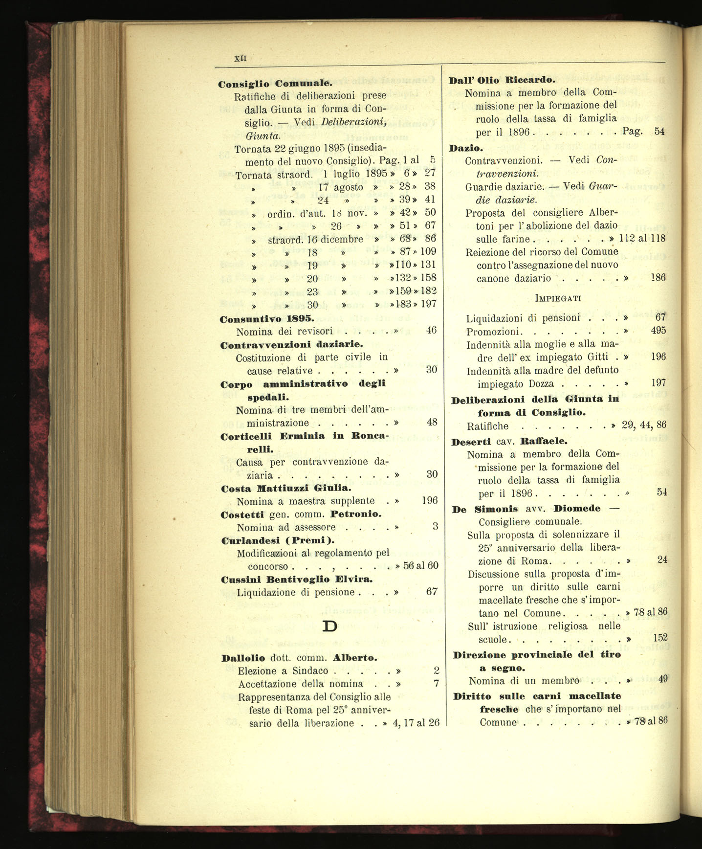 Indice volume 22.6.1895 - 30.12.1895