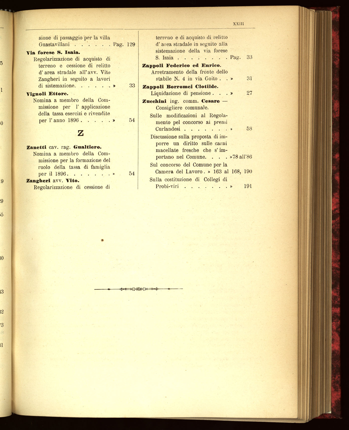 Indice volume 22.6.1895 - 30.12.1895