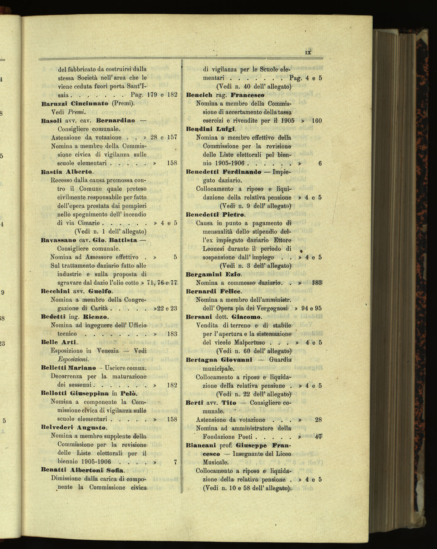 Indice volume 30.1.1905 - 30.6.1905