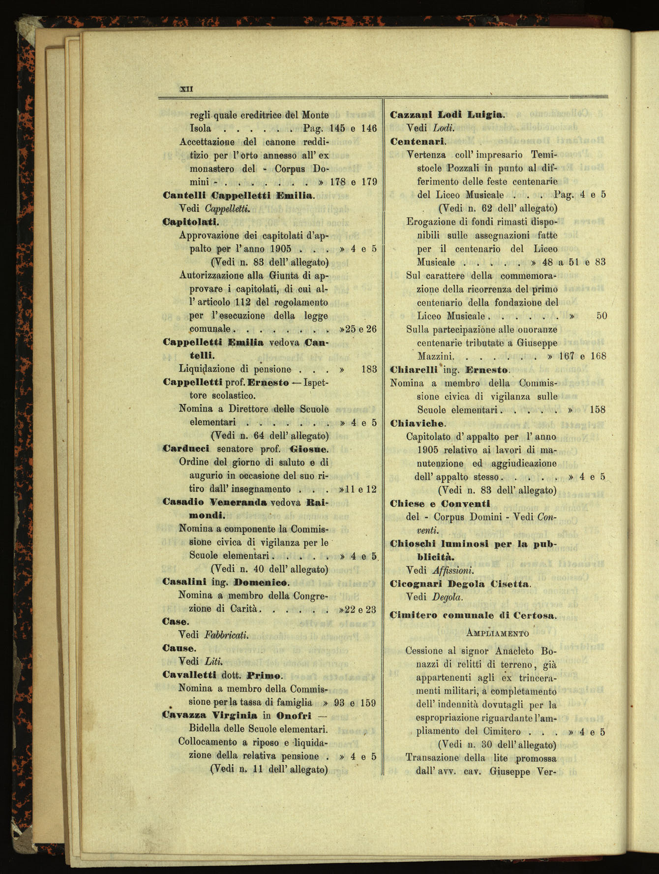 Indice volume 30.1.1905 - 30.6.1905