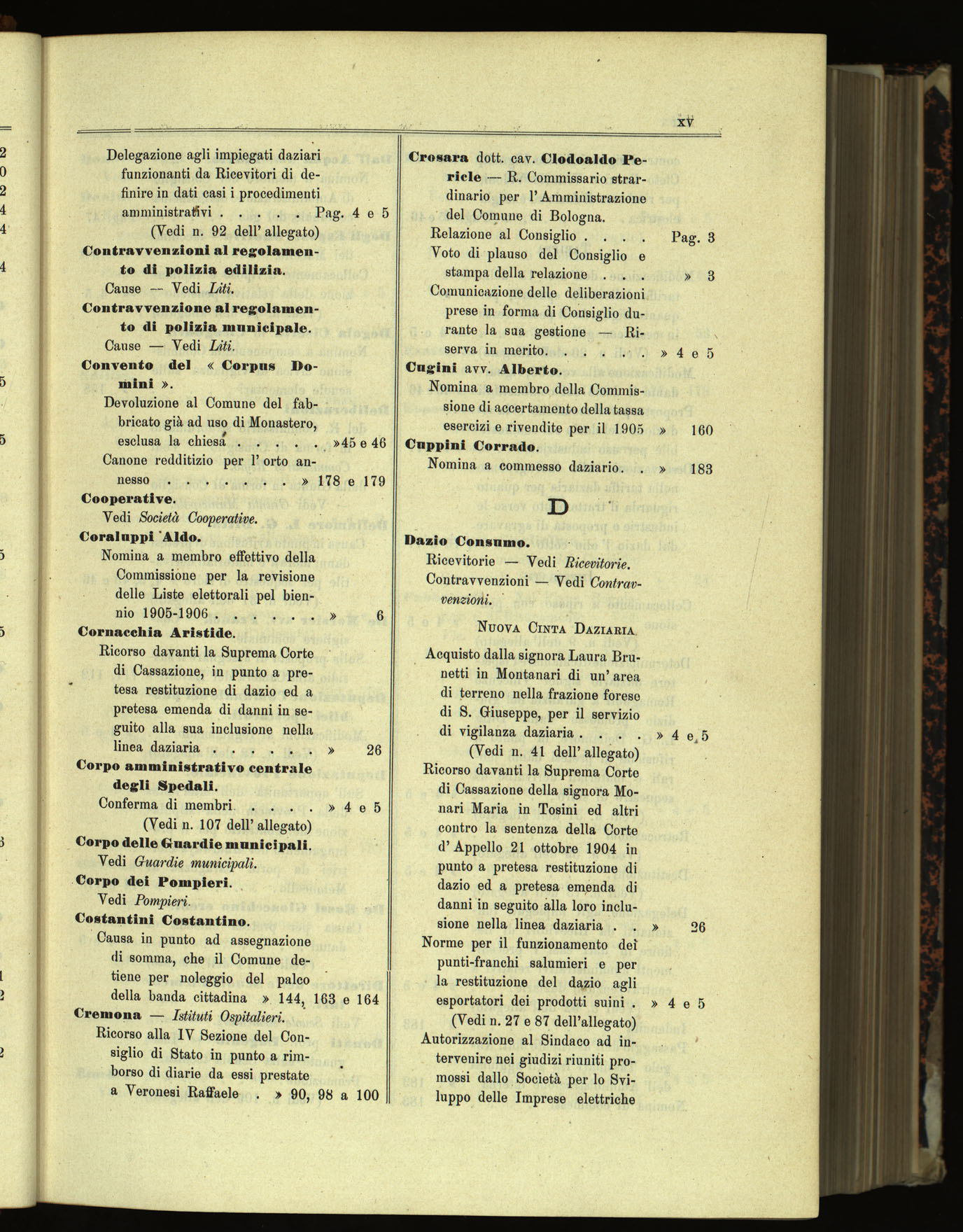 Indice volume 30.1.1905 - 30.6.1905