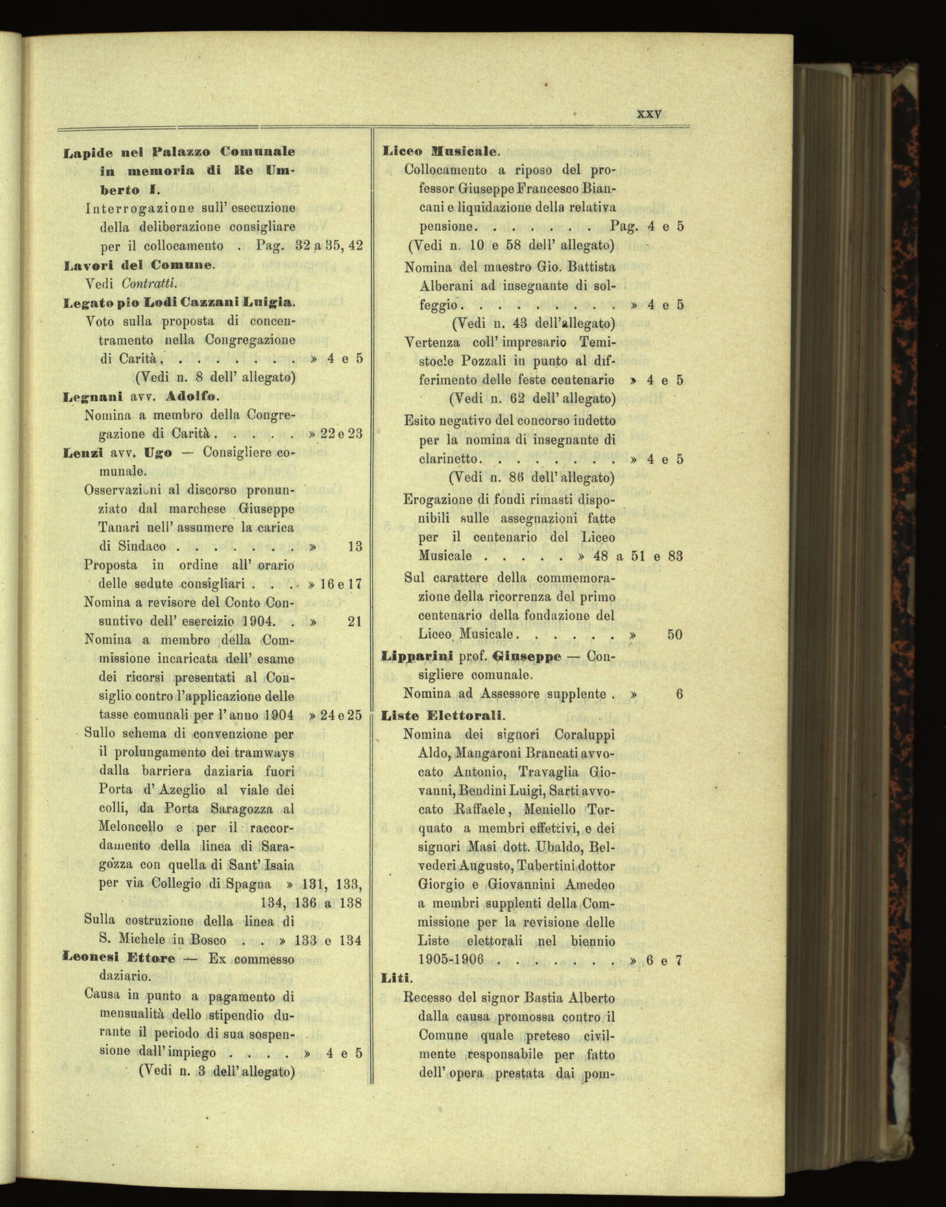 Indice volume 30.1.1905 - 30.6.1905