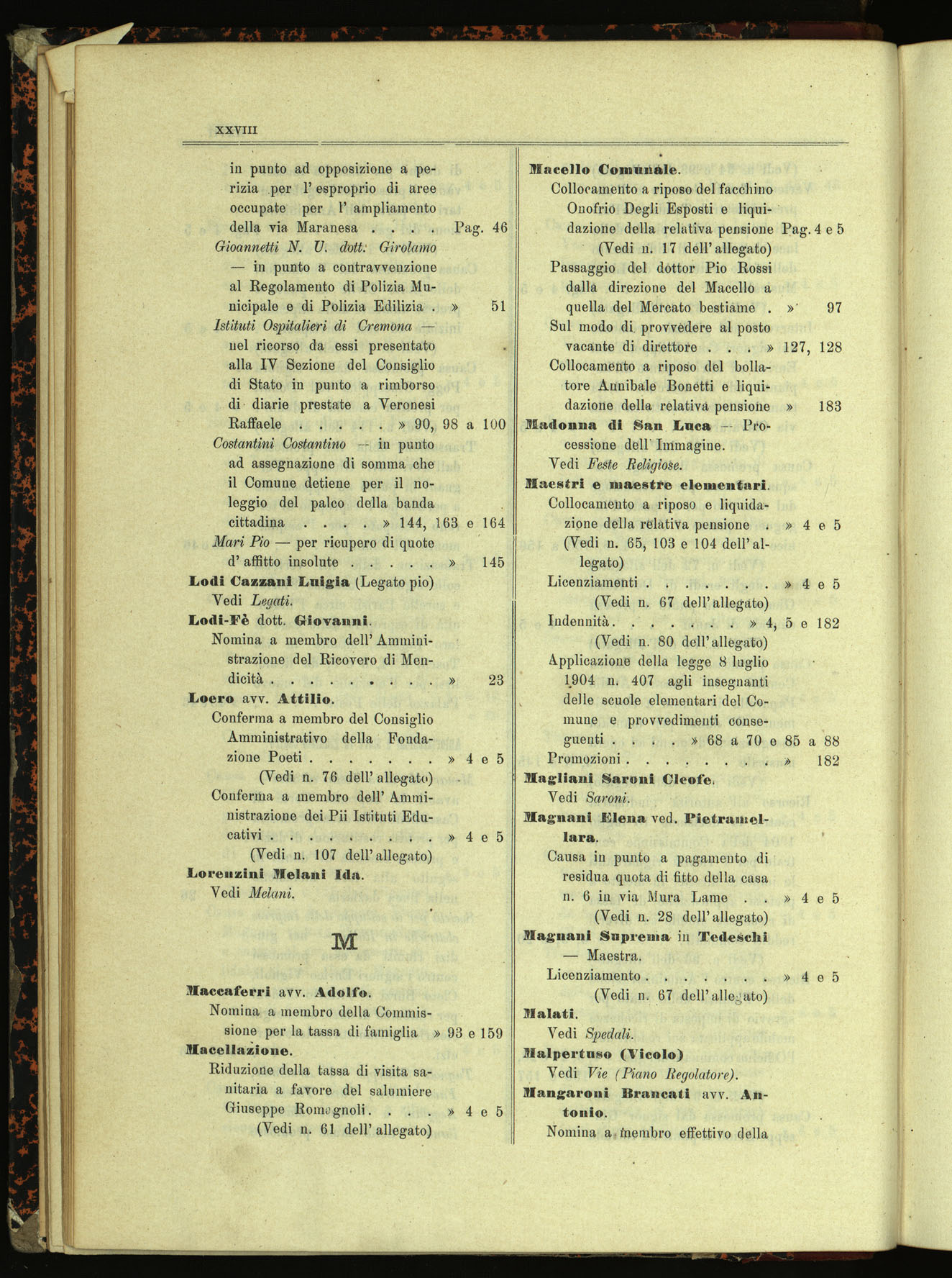 Indice volume 30.1.1905 - 30.6.1905