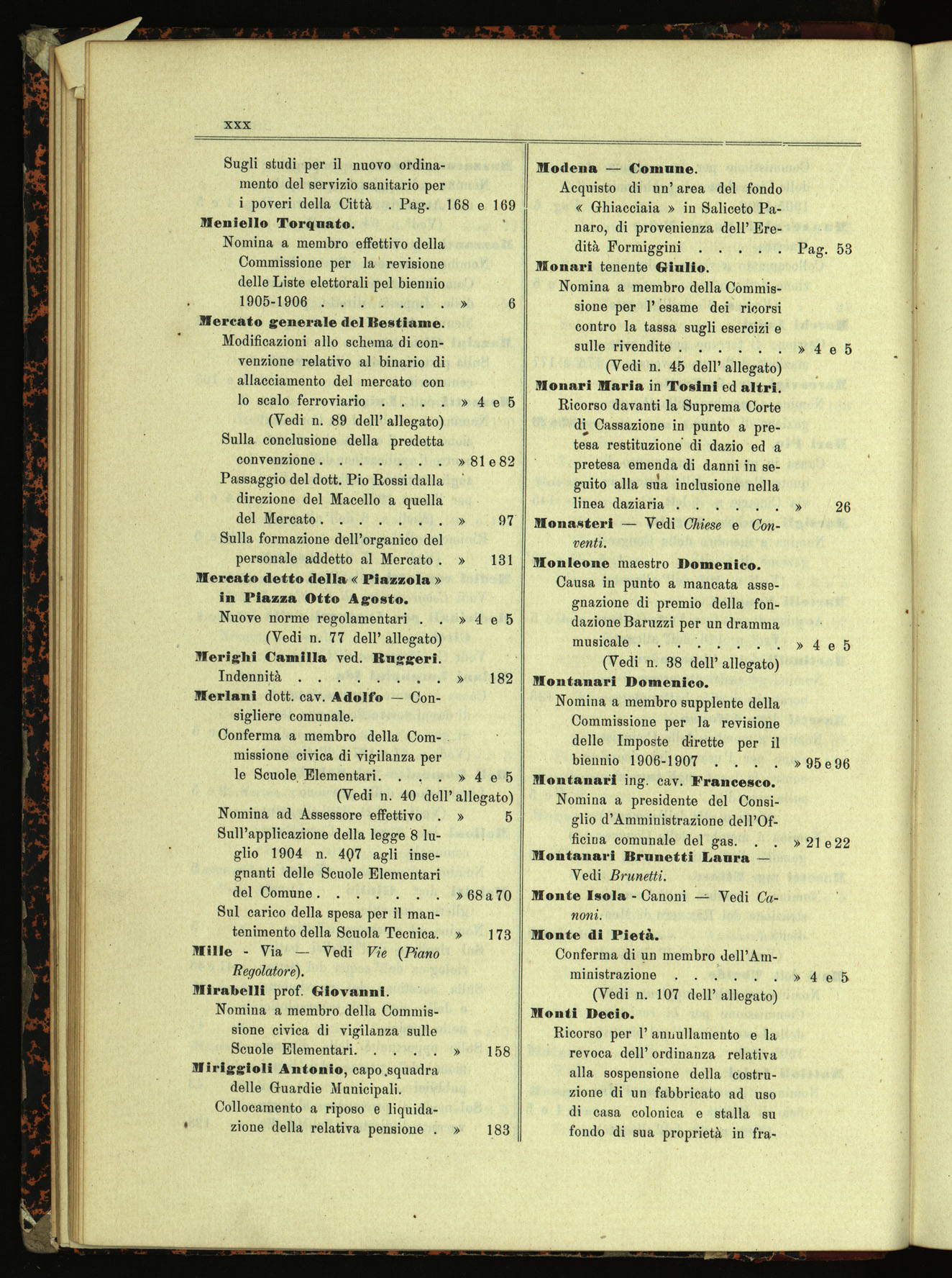Indice volume 30.1.1905 - 30.6.1905