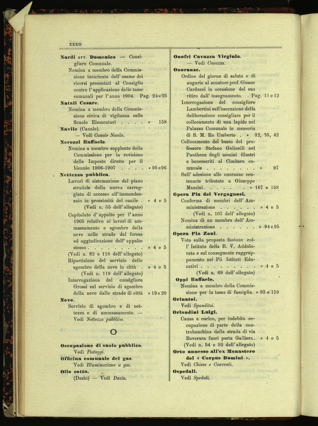 Indice volume 30.1.1905 - 30.6.1905