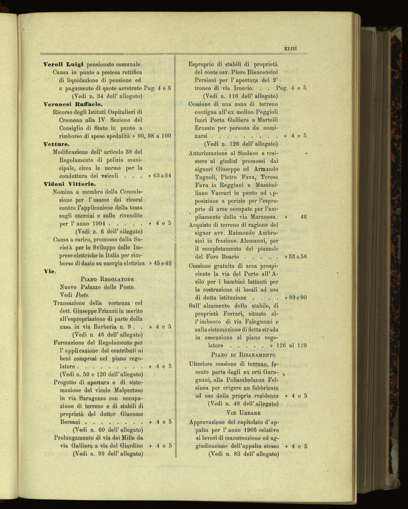 Indice volume 30.1.1905 - 30.6.1905