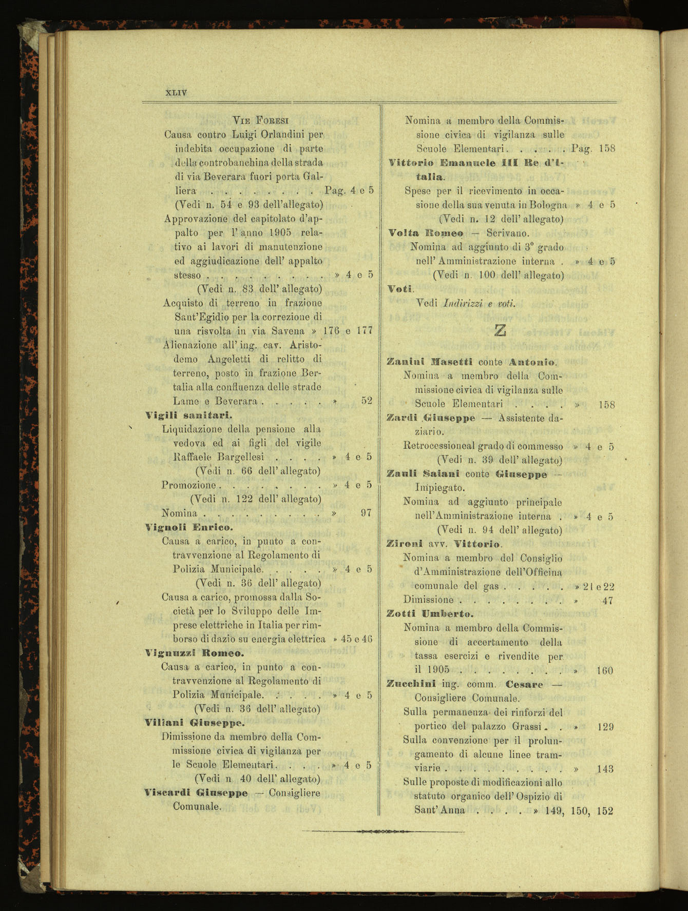 Indice volume 30.1.1905 - 30.6.1905