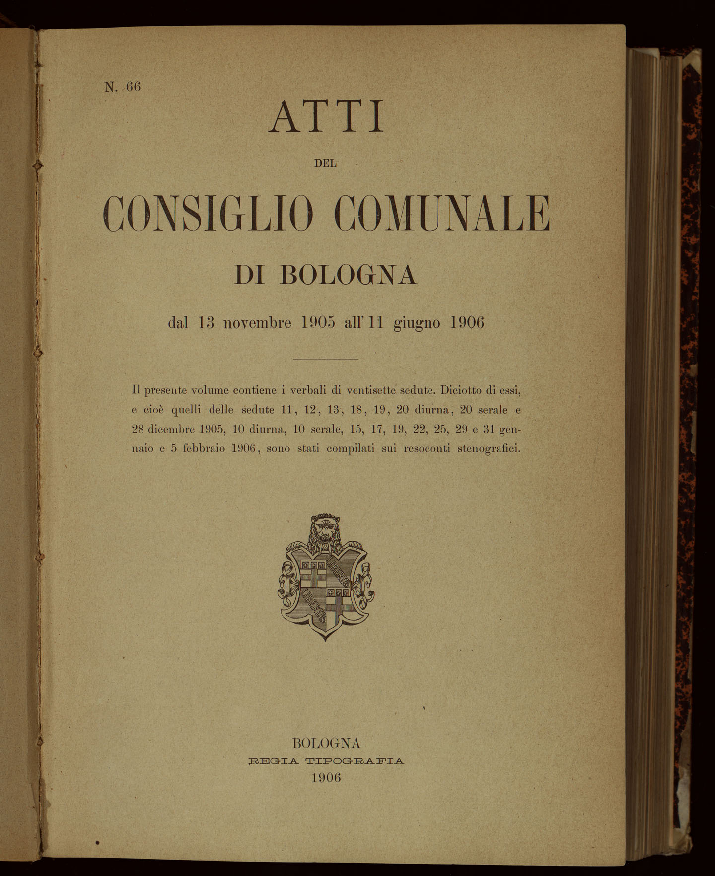 Indice volume 13.11.1905 - 11.6.1906