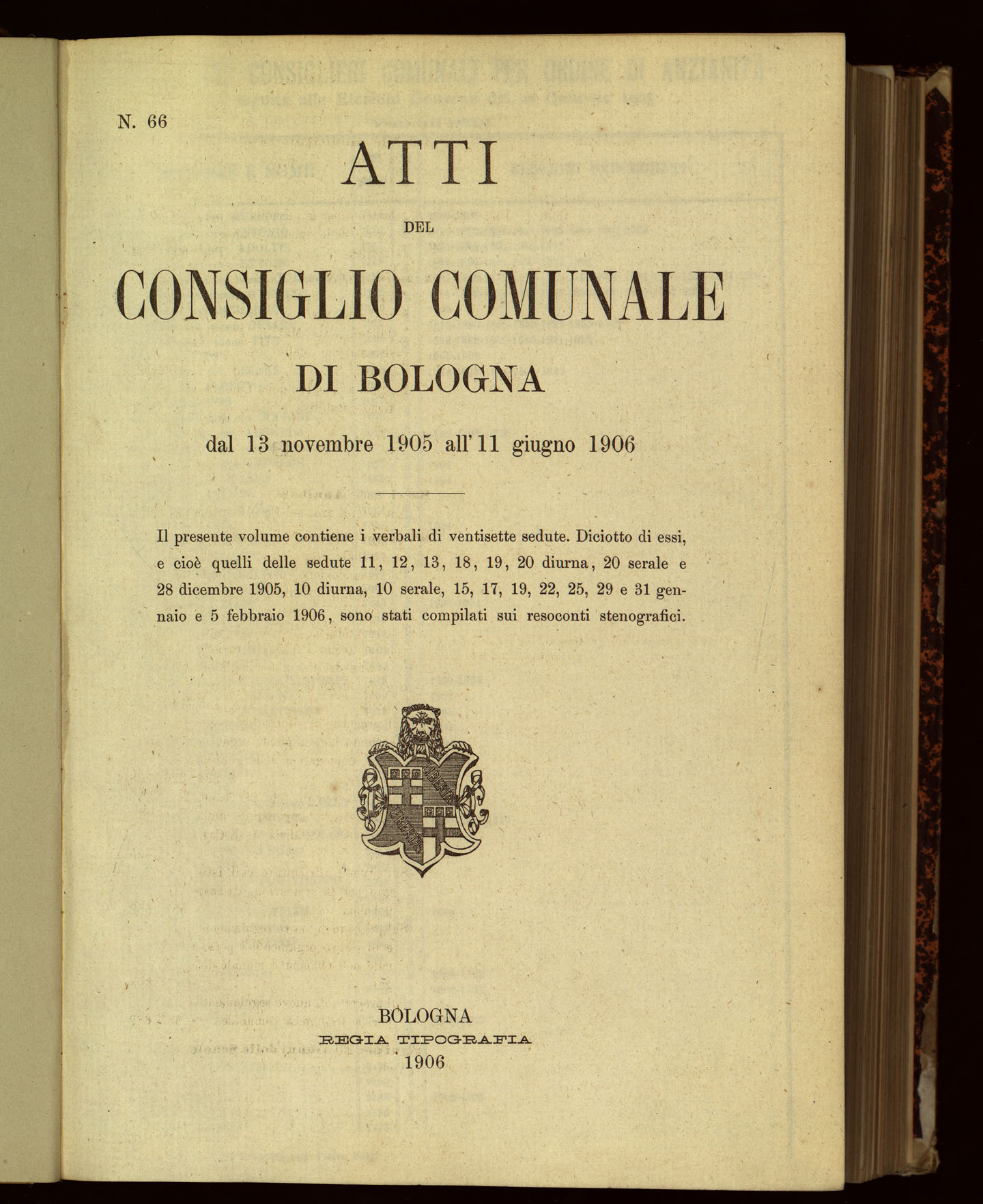 Indice volume 13.11.1905 - 11.6.1906