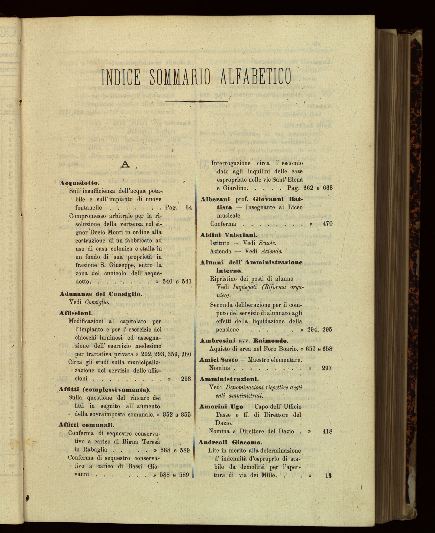 Indice volume 13.11.1905 - 11.6.1906